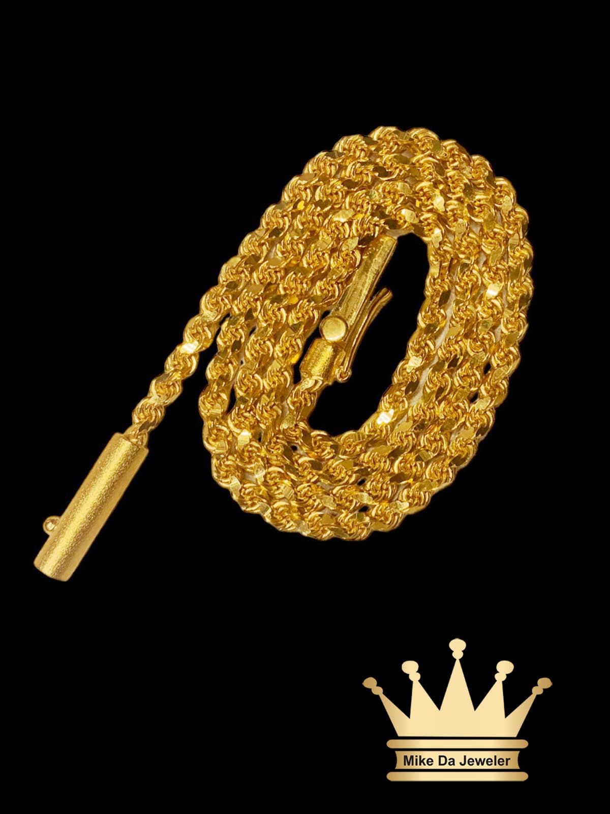 18K Handmade Rope Chain with Diamond Cut