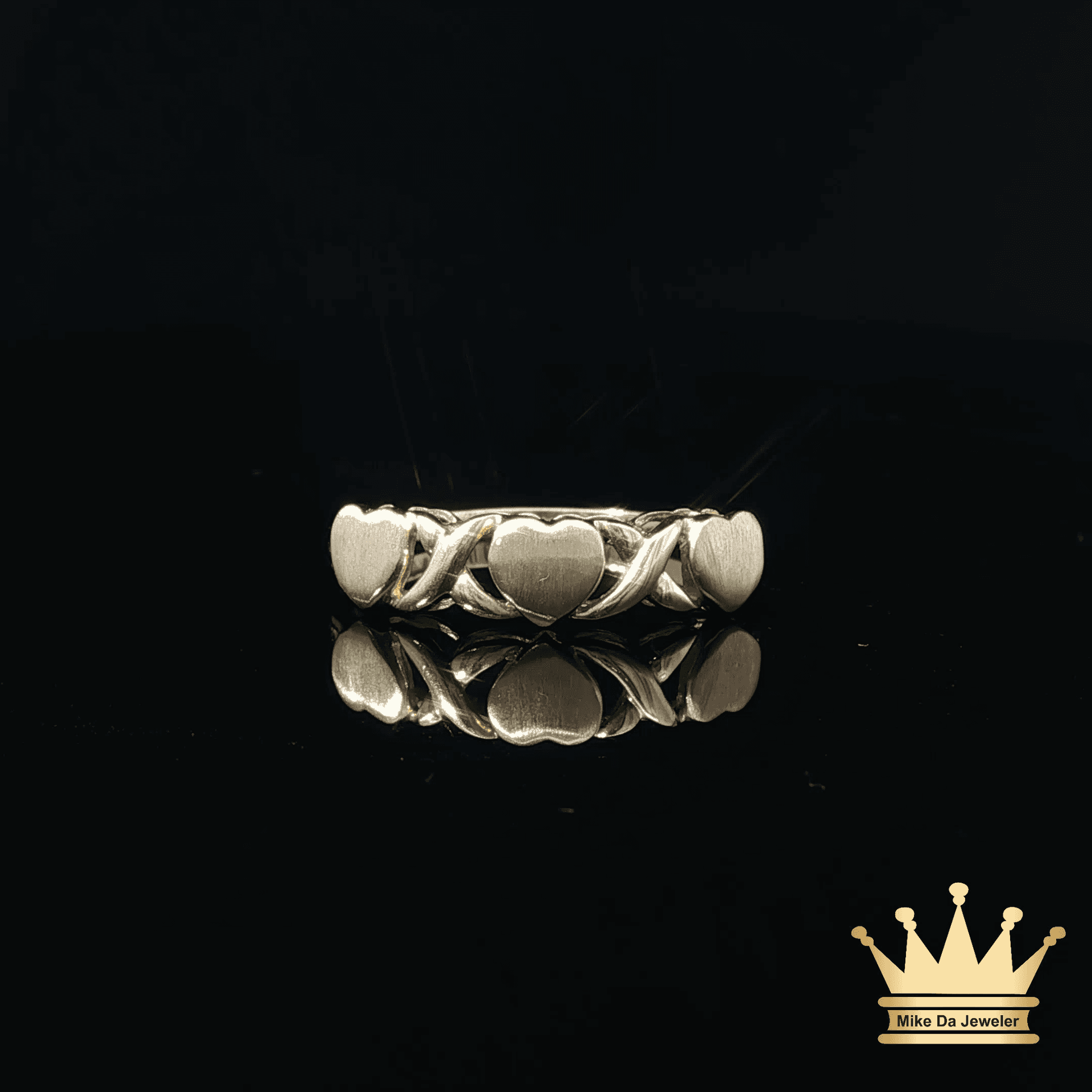 14K Yellow Gold Open Heart Band Ring