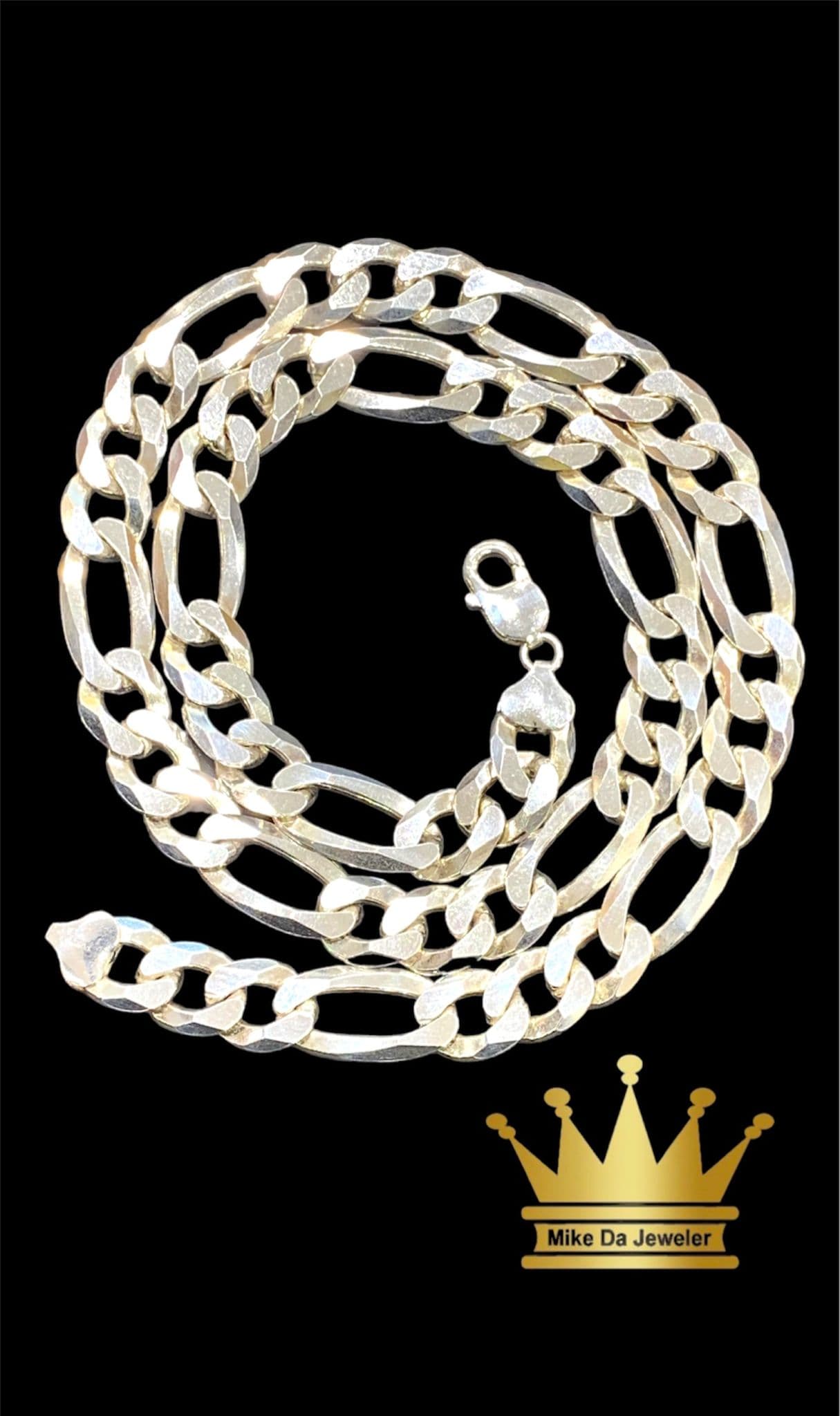 925 Sterling Silver Handmade Figaro Chain 24 Inches