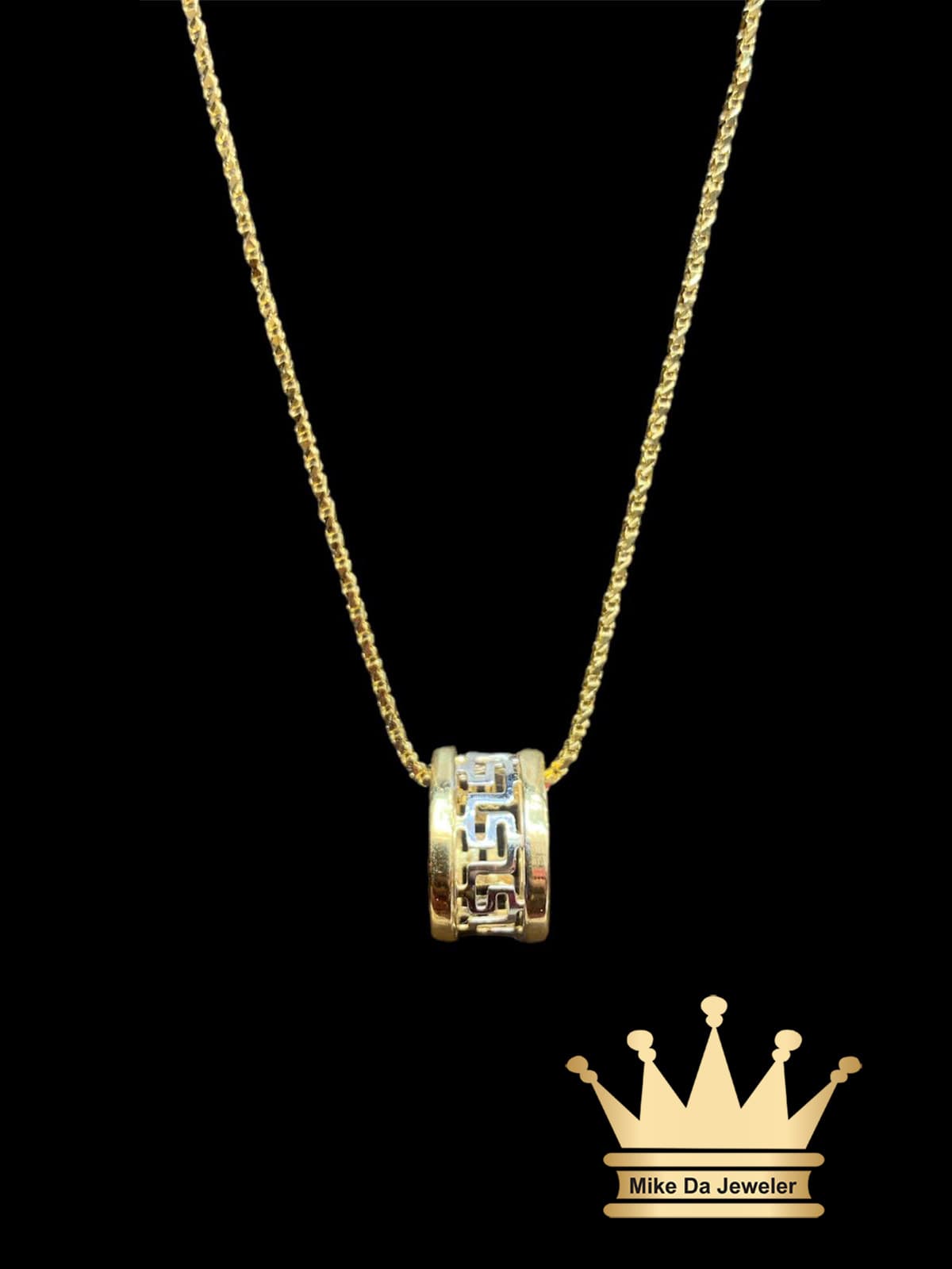 18K Thinner Box Chain with Floating Pendant