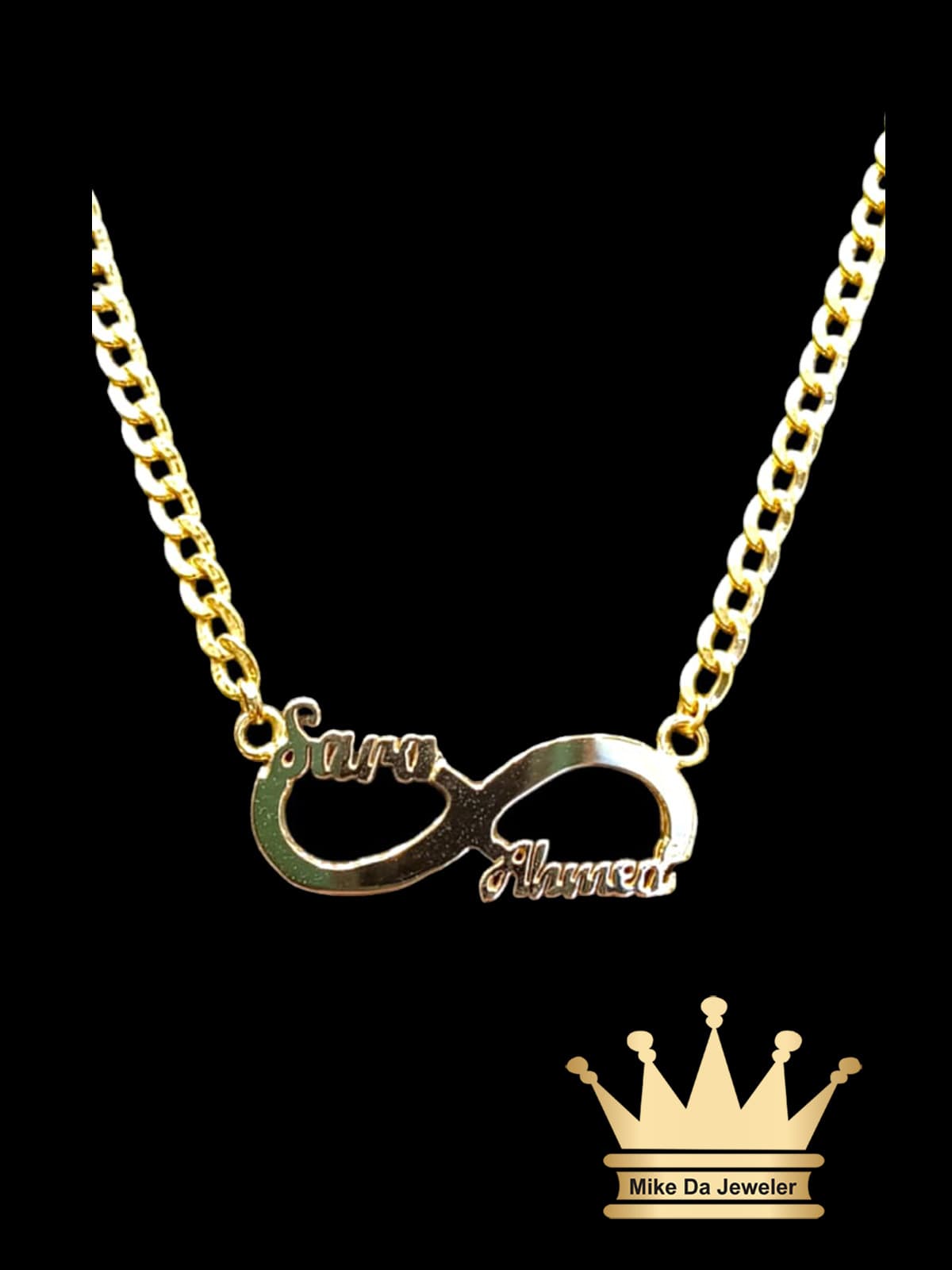 18K Handmade Gold Customized Infinity Name Pendant