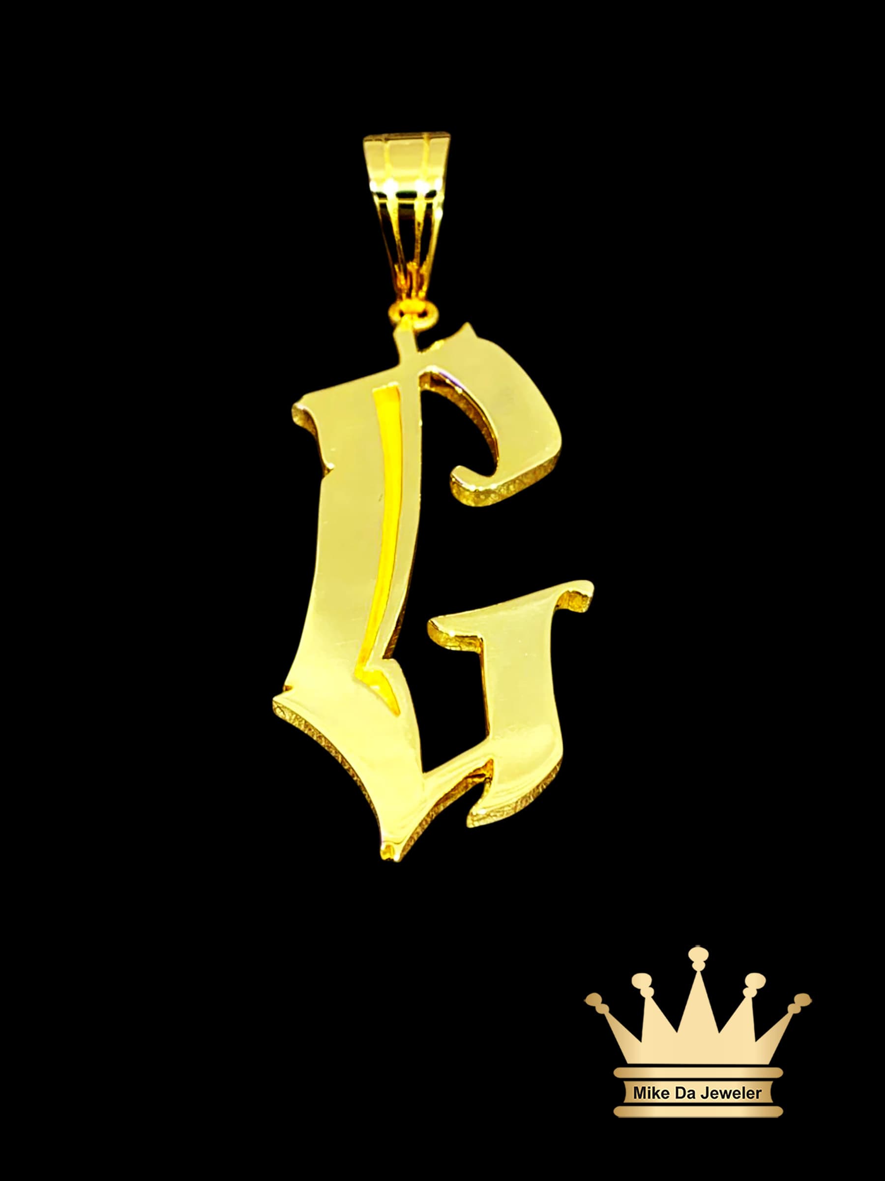 18K Solid Gold Initial G Pendant