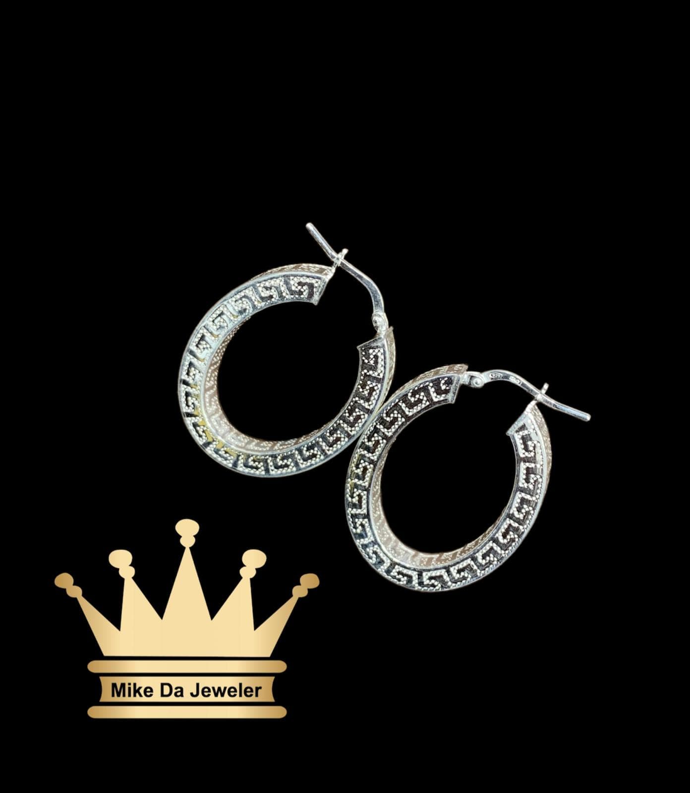 925 Sterling Silver 3D Oval Shape Hoop Earrings
