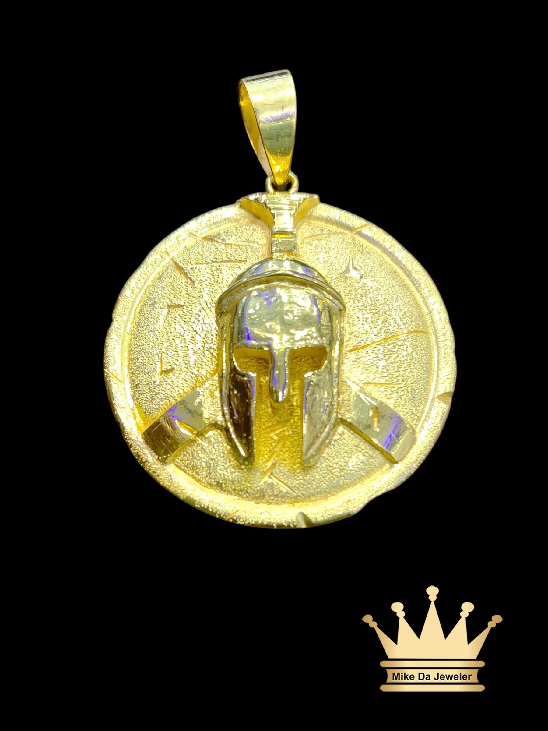 18k Gold Spartan Shield Pendant