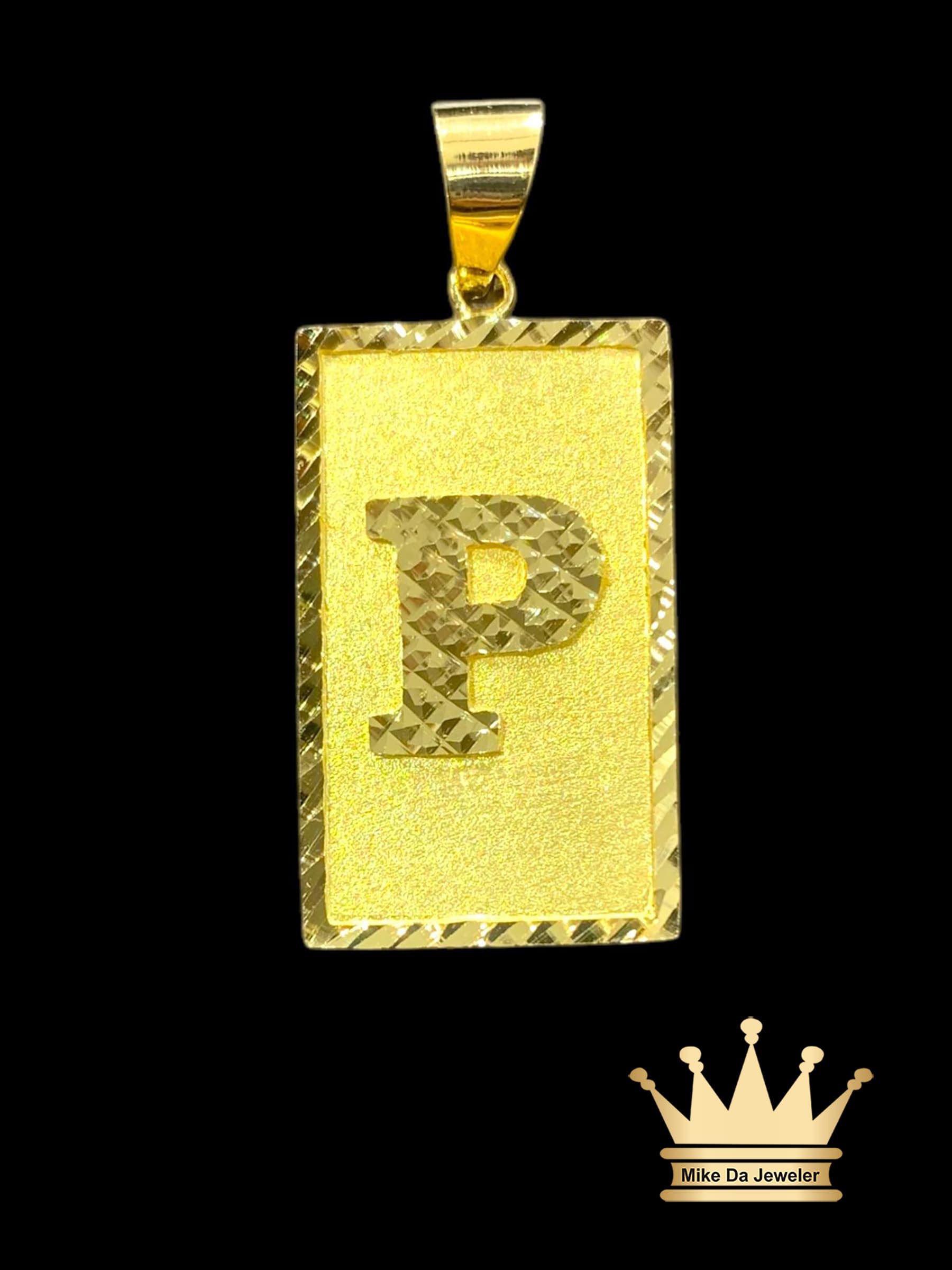 18K Solid Gold Initial P Pendant