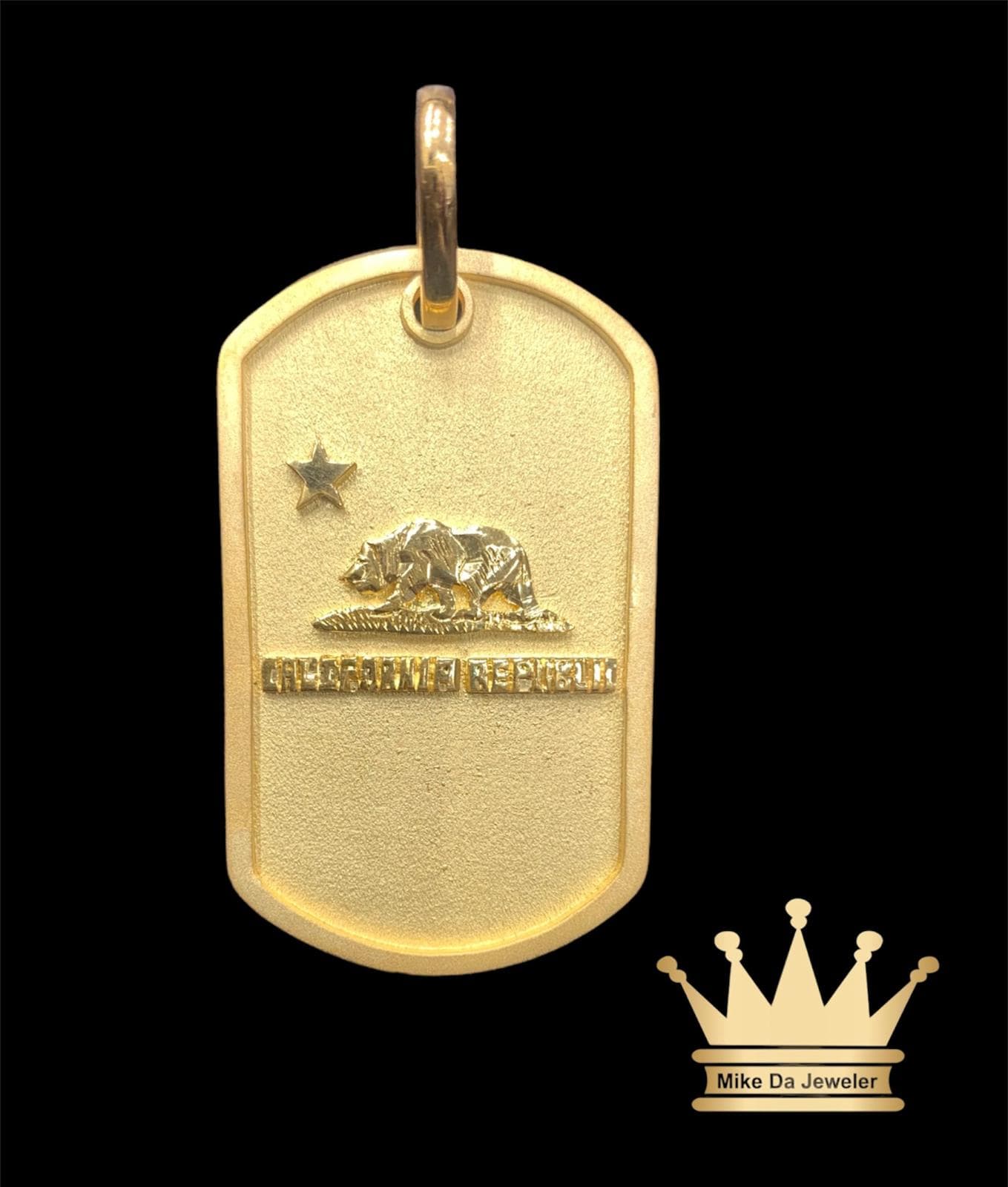 22K Handmade Solid California Republic Dogtag