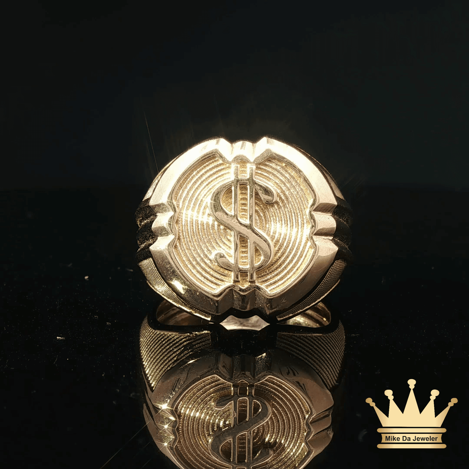 Men’s 18K Gold Dollar Sign Ring