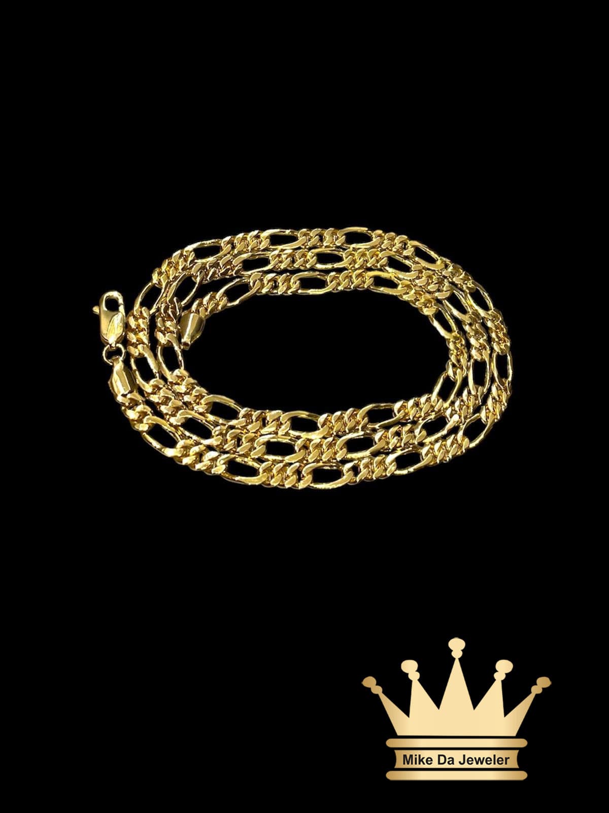 Custom Made Solid 18 Karat Gold Figaro Chain