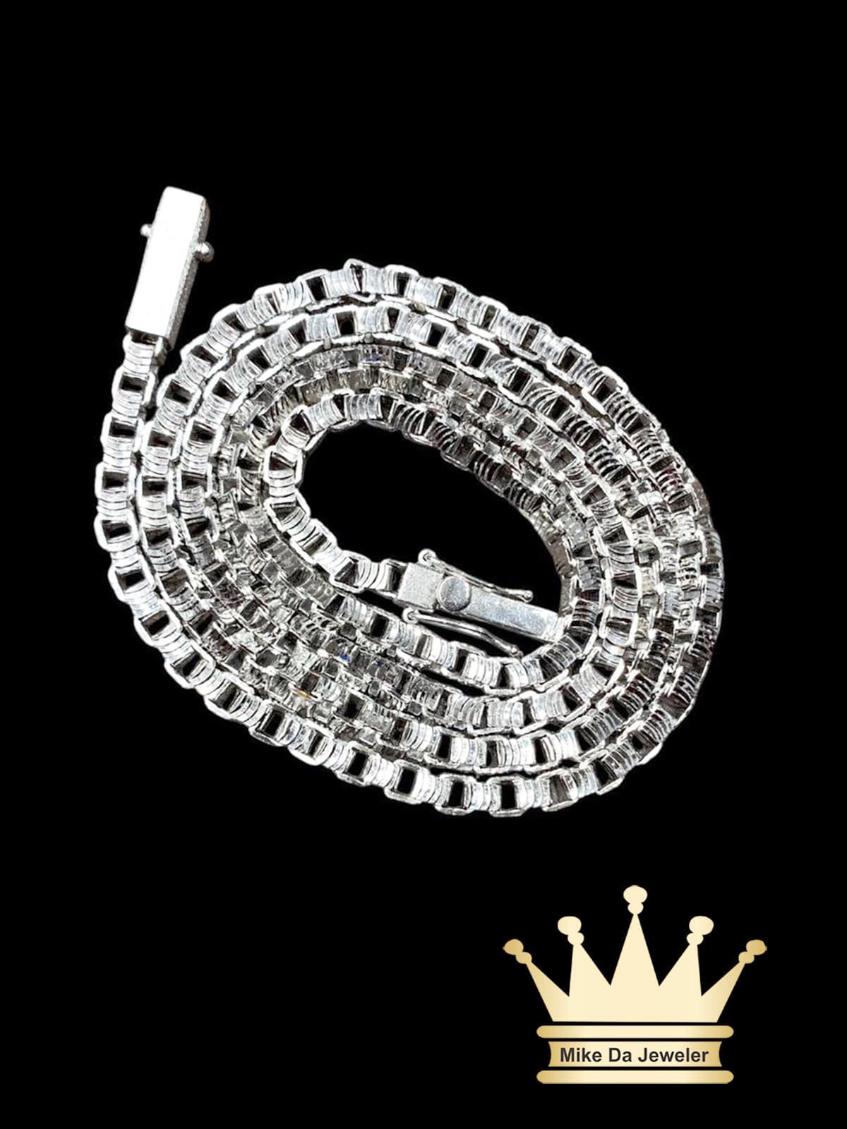 22K Solid Handmade White Gold Box Chain