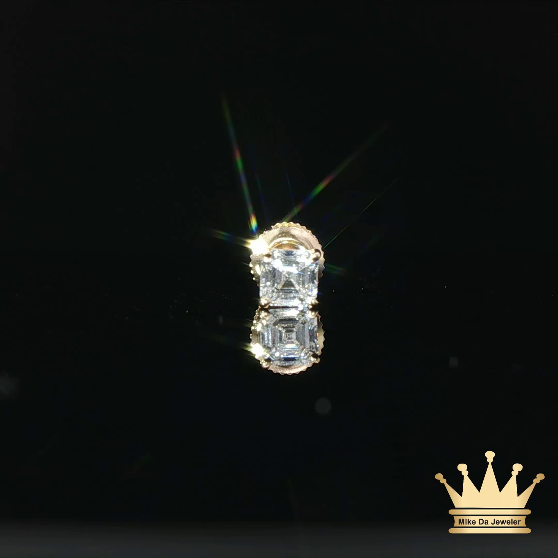 14K Gold Square Diamond Stud Earrings – 1.00 CT Total Weight