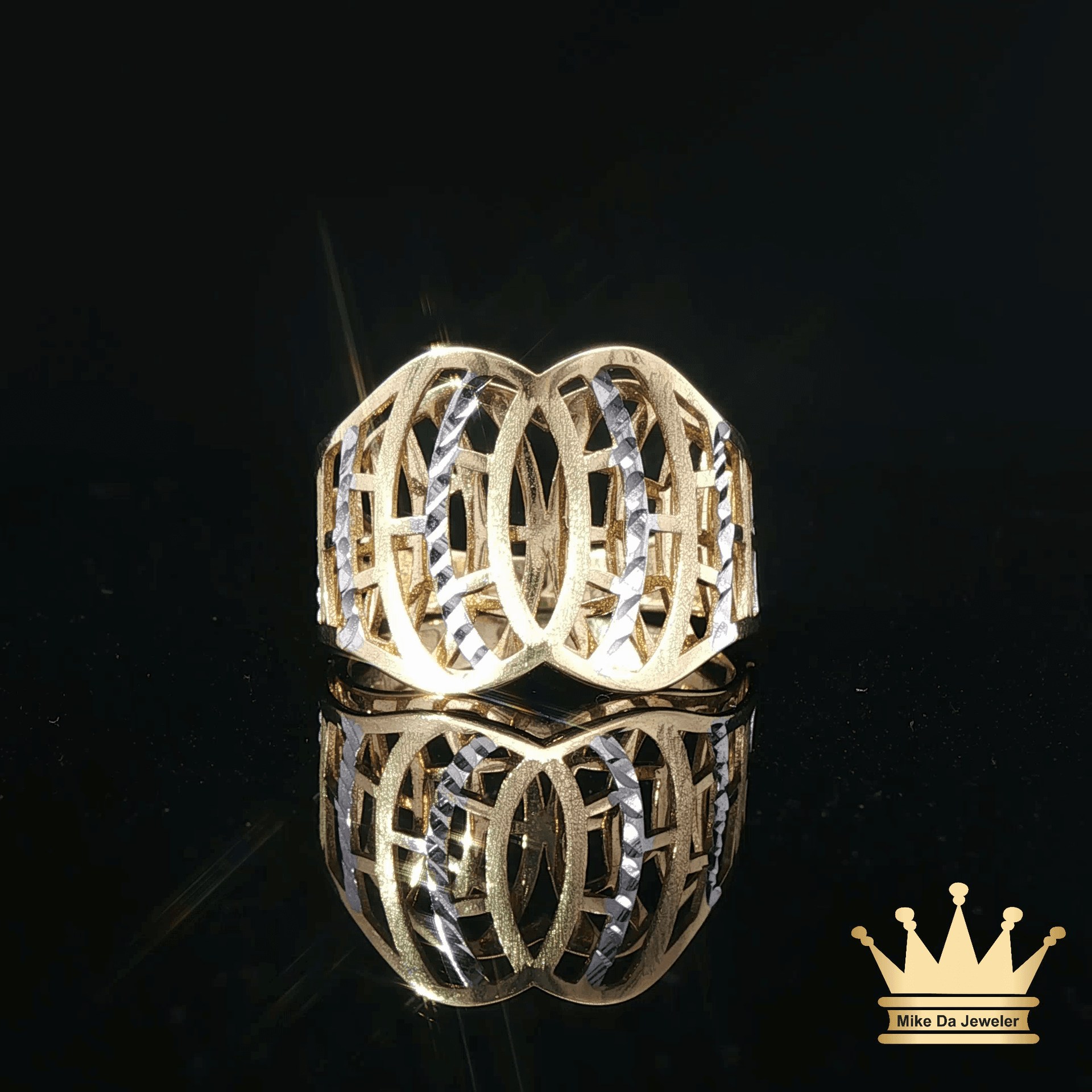 18k gold white and yellow gold fashion ring