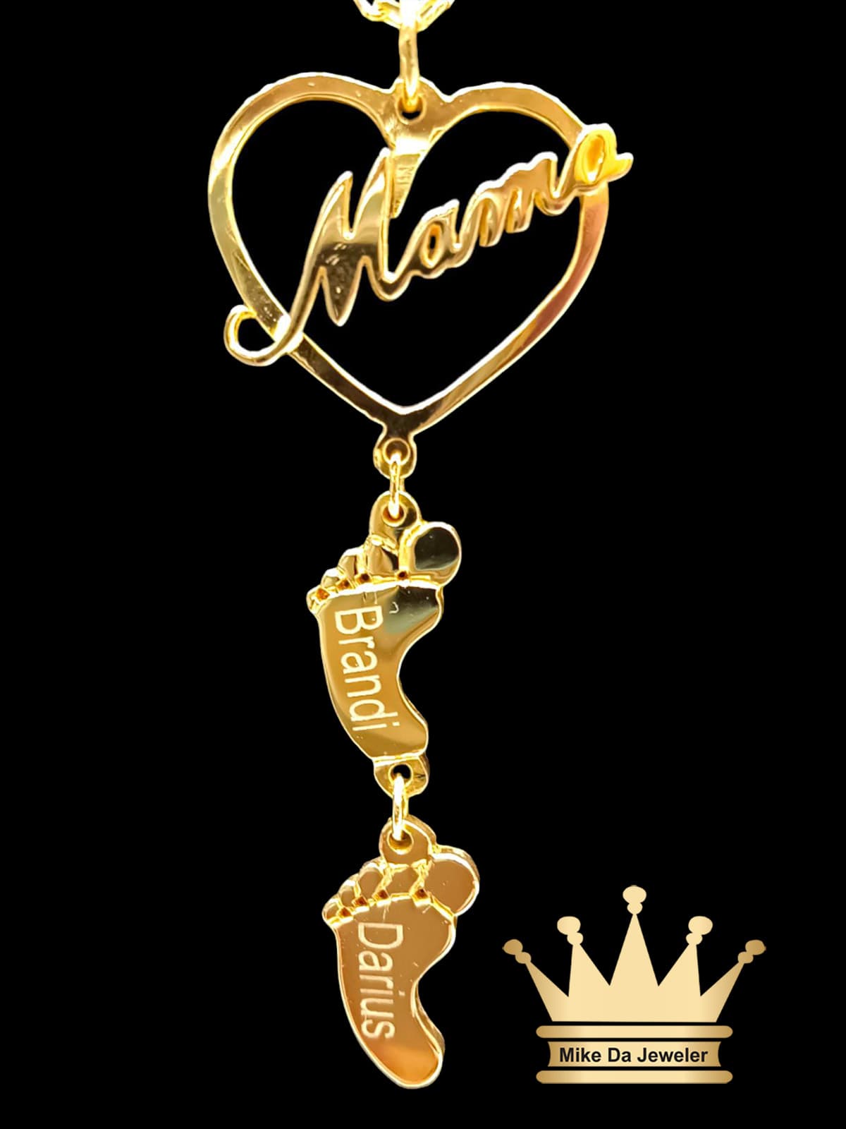 18K Handmade Customized Angel Baby Feet Pendant
