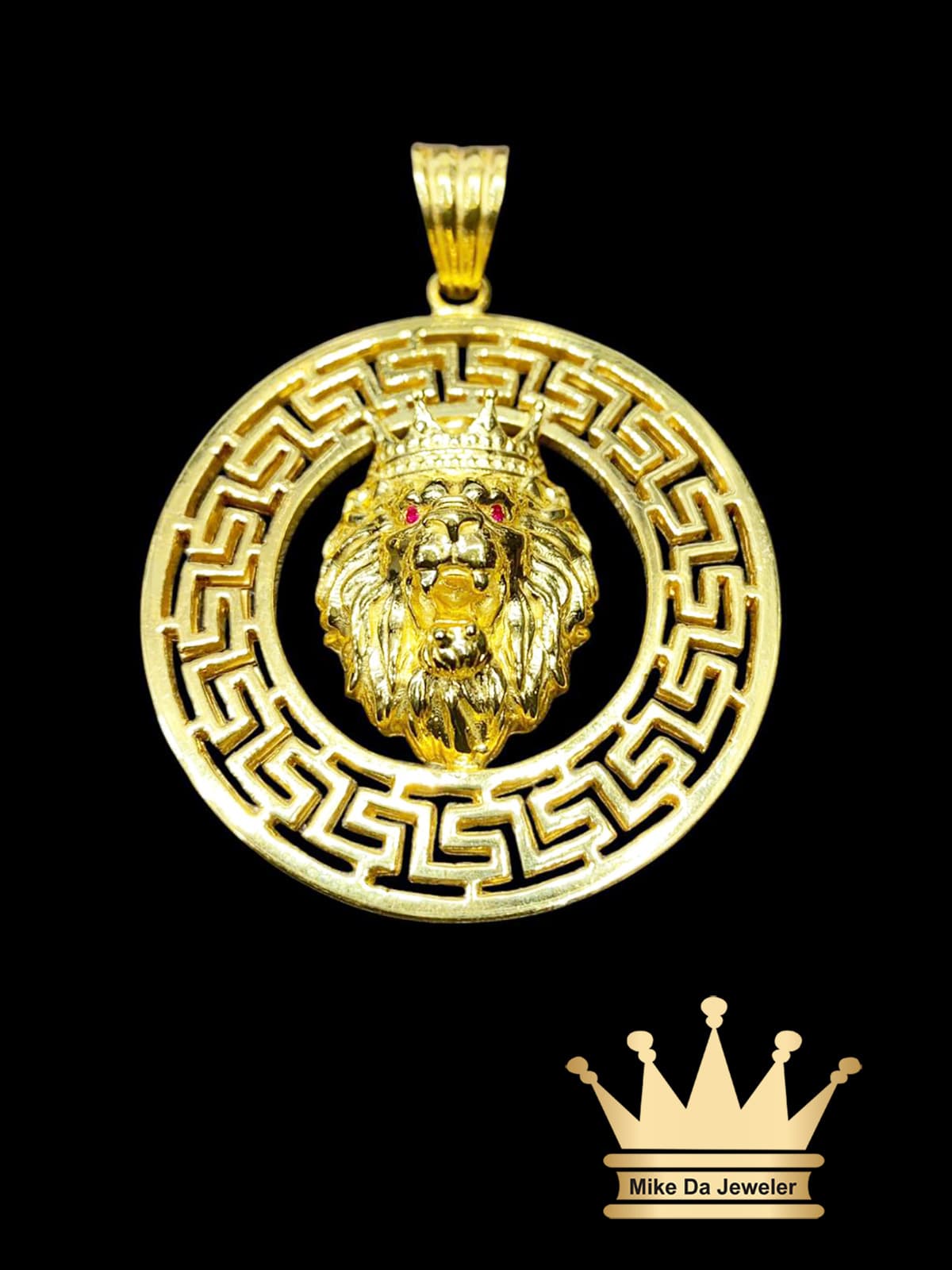 22K Solid 3D Lion Face Versace Pendant