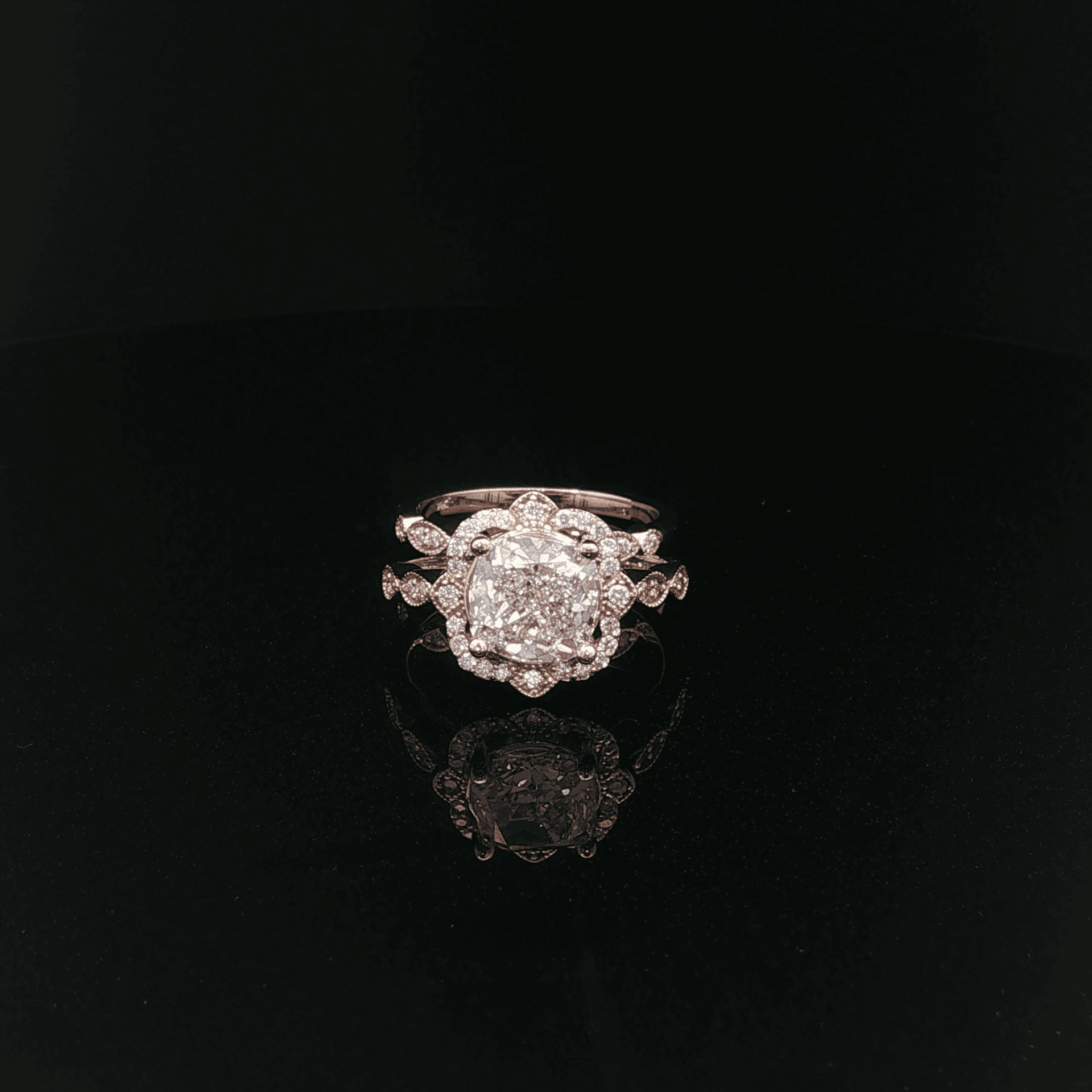 Rose Gold Diamond Halo Engagement Ring