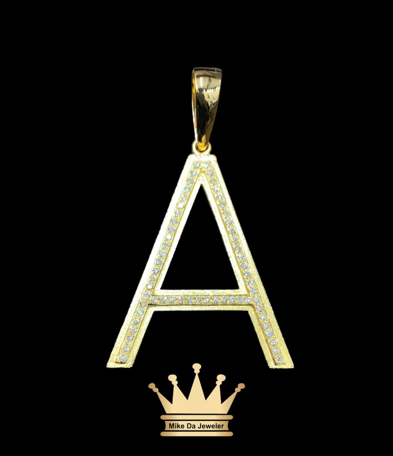 18K Handmade Initial Pendant with VVS Natural Diamond