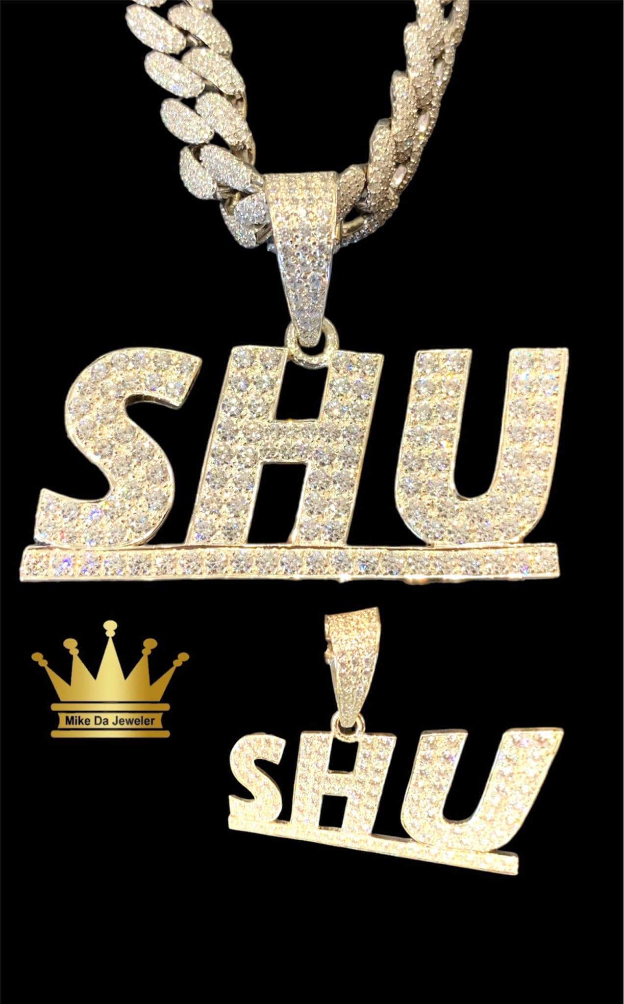 925 Sterling Silver Handmade SHU Pendant with Cubic Zirconia