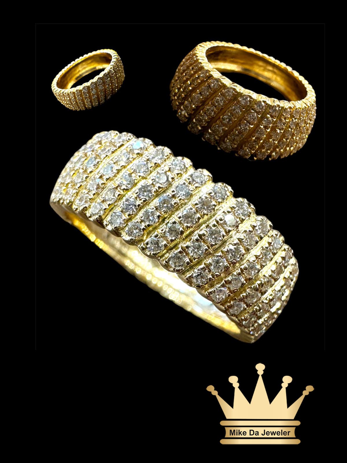 18K Yellow Gold Band with Lab Diamonds