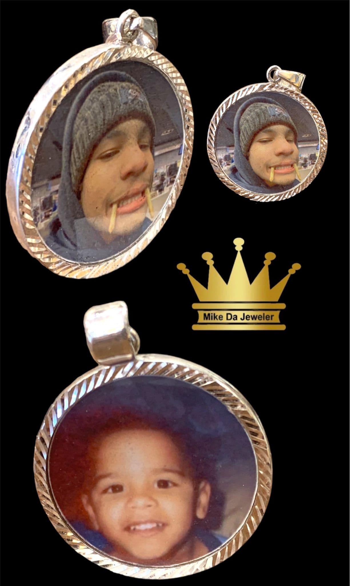 925 Solid Silver Diamond Cut Custom Picture Charm