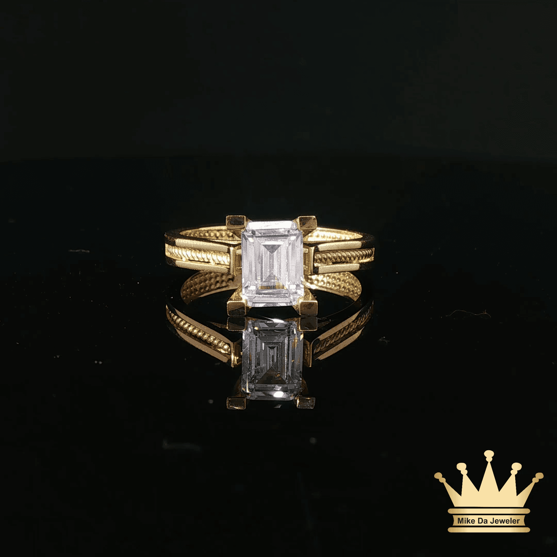 18K Yellow Gold Emerald-Cut Diamond Ring