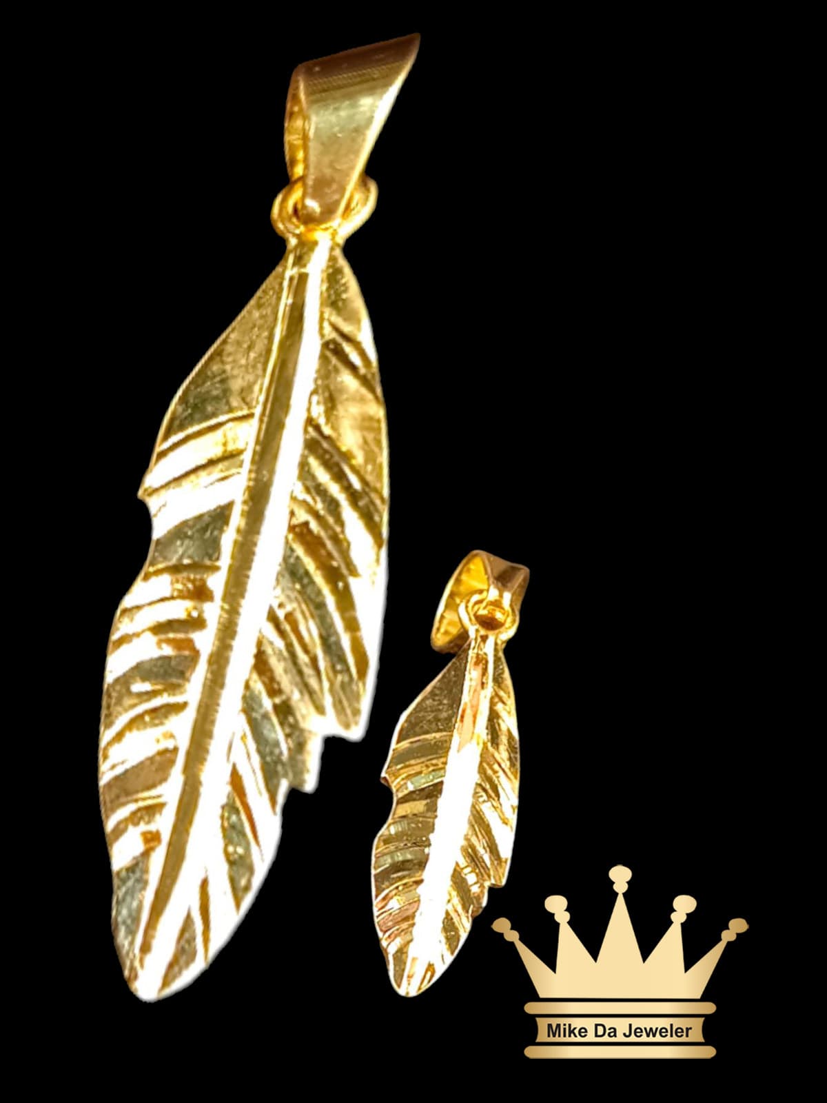 18K Handmade Customized Feather Pendant