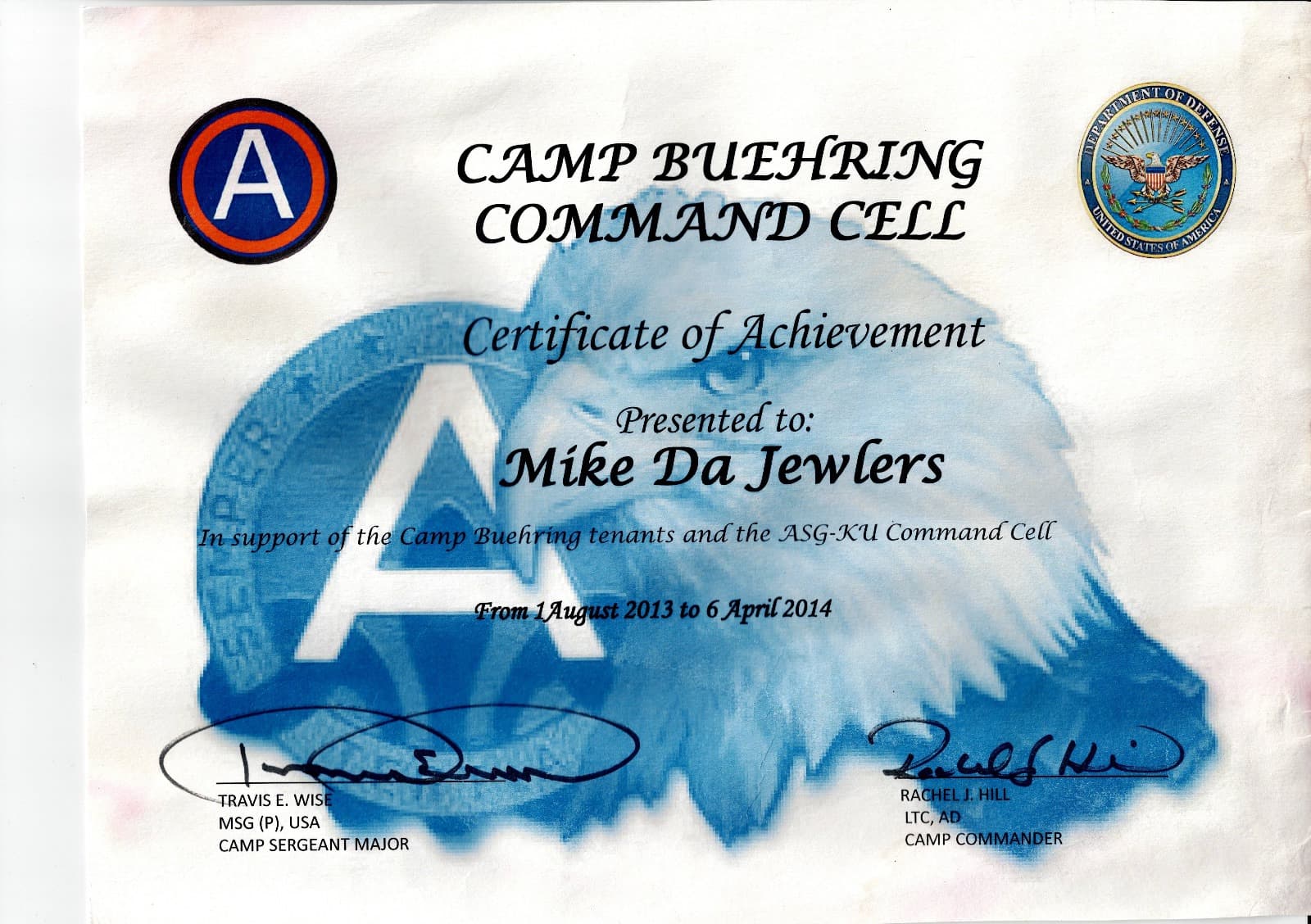 Mike Da Jeweler military recognition