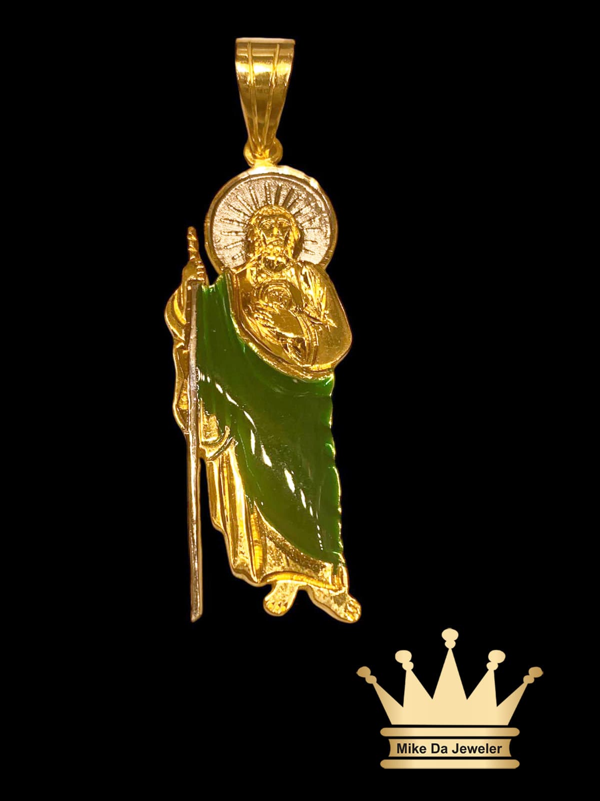 18k Solid Two Tone Handmade Saint Judas Pendant