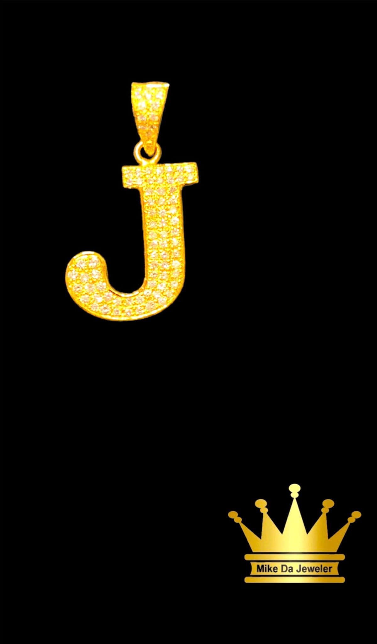 18K Gold Letter Charm with Real Diamond