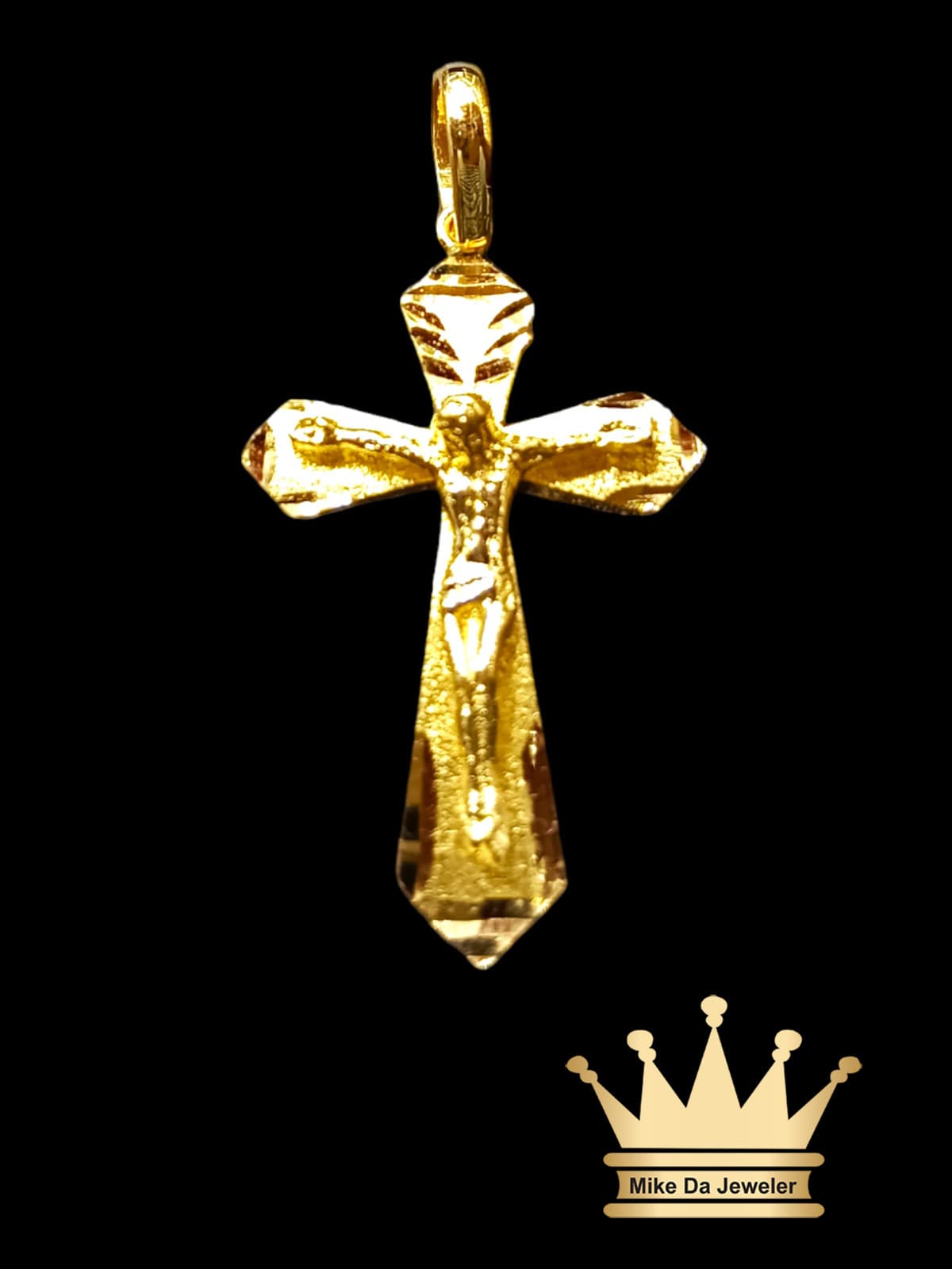 18K Solid Gold Handmade Cross with Jesus