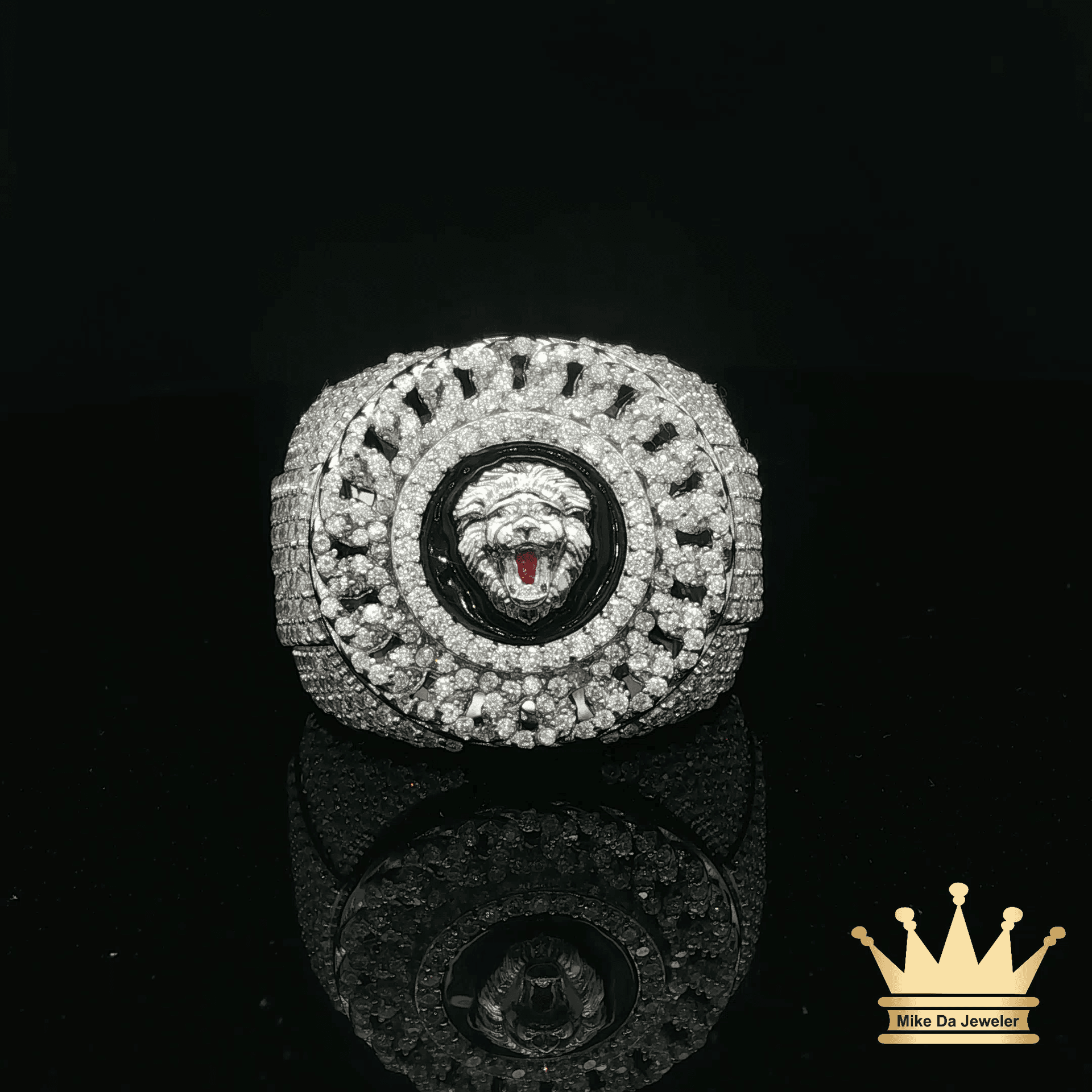 Men’s Cuban Lion Head Ring in Sterling Silver