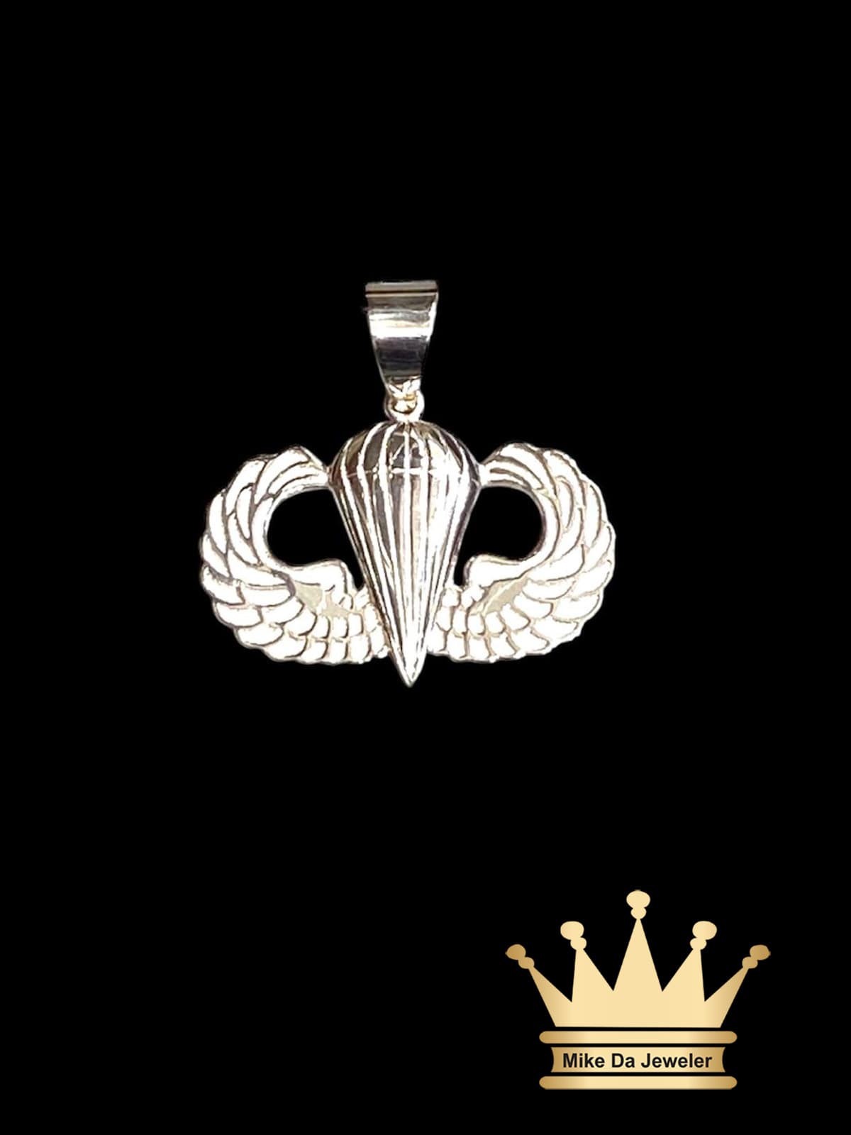 Custom Made Solid Silver Airborne Wings Charm Pendant
