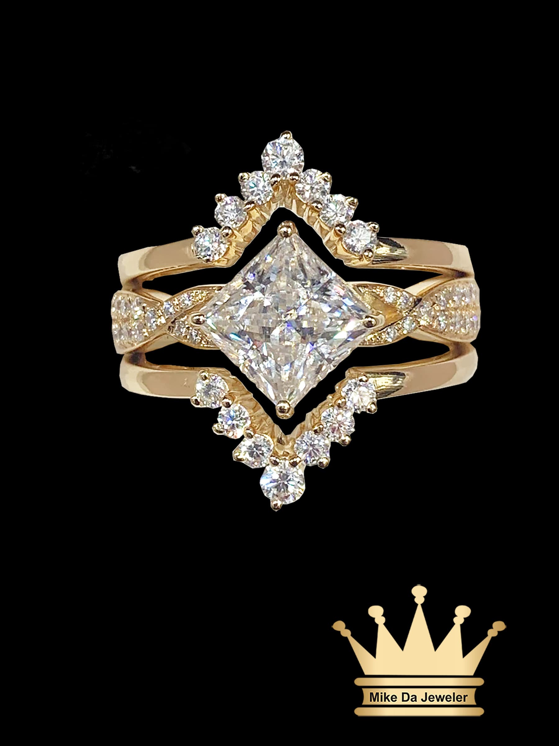 Custom Made 18 Karat Gold Ring with Moissanite Diamond