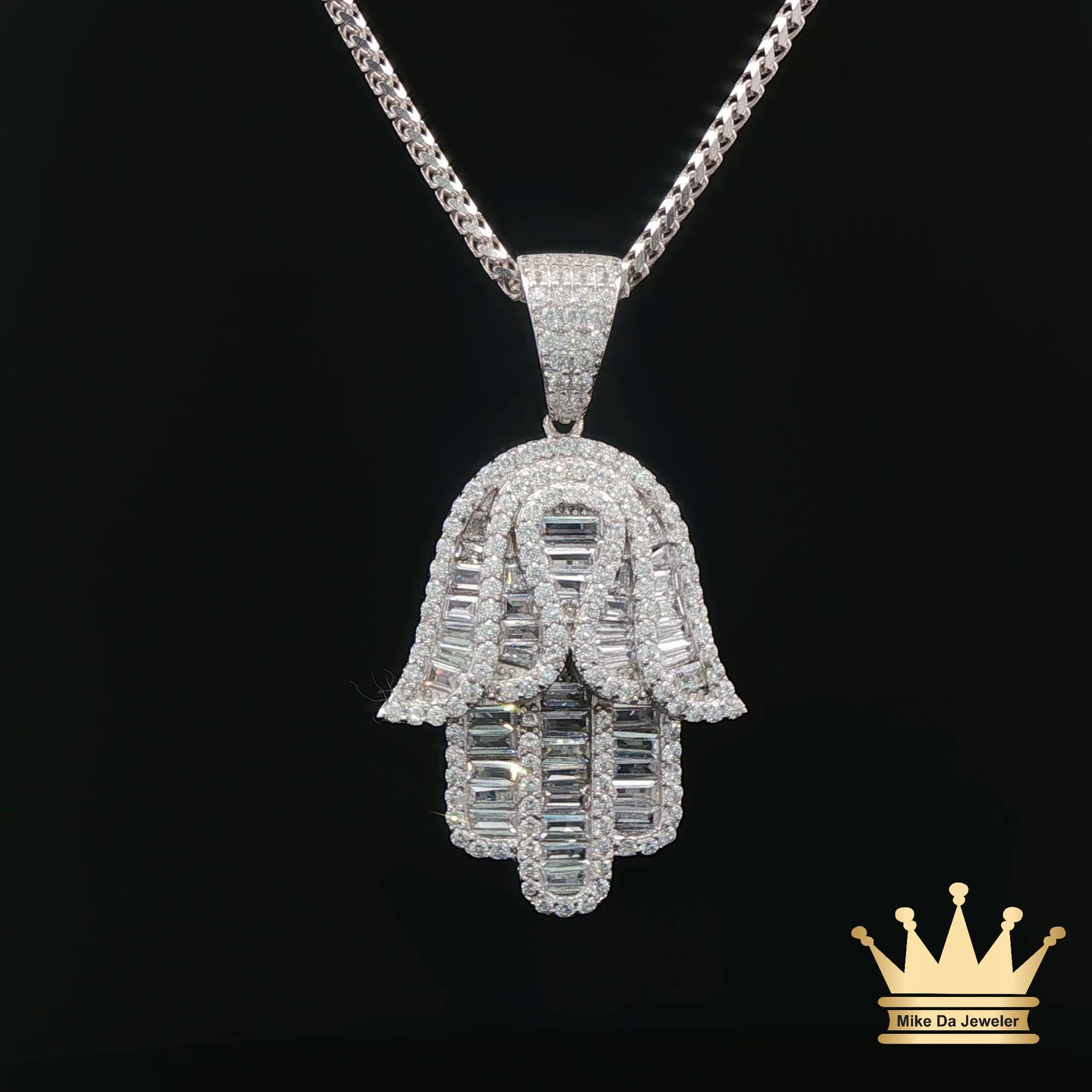 Hamsa Hand Pendant in Sterling Silver