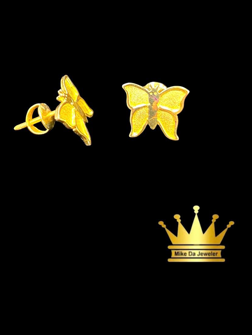 Custom Made 18 Karat Gold Butterfly Earrings