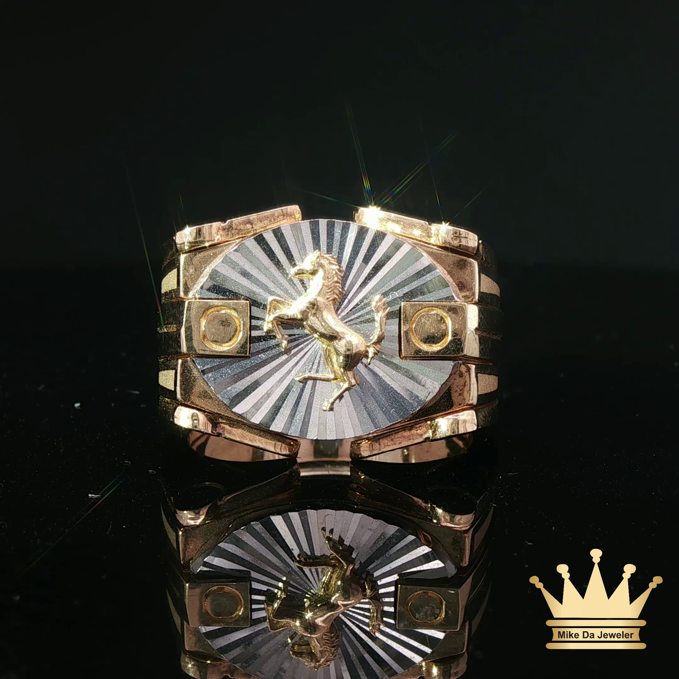 18K Gold Men's Horse Ring