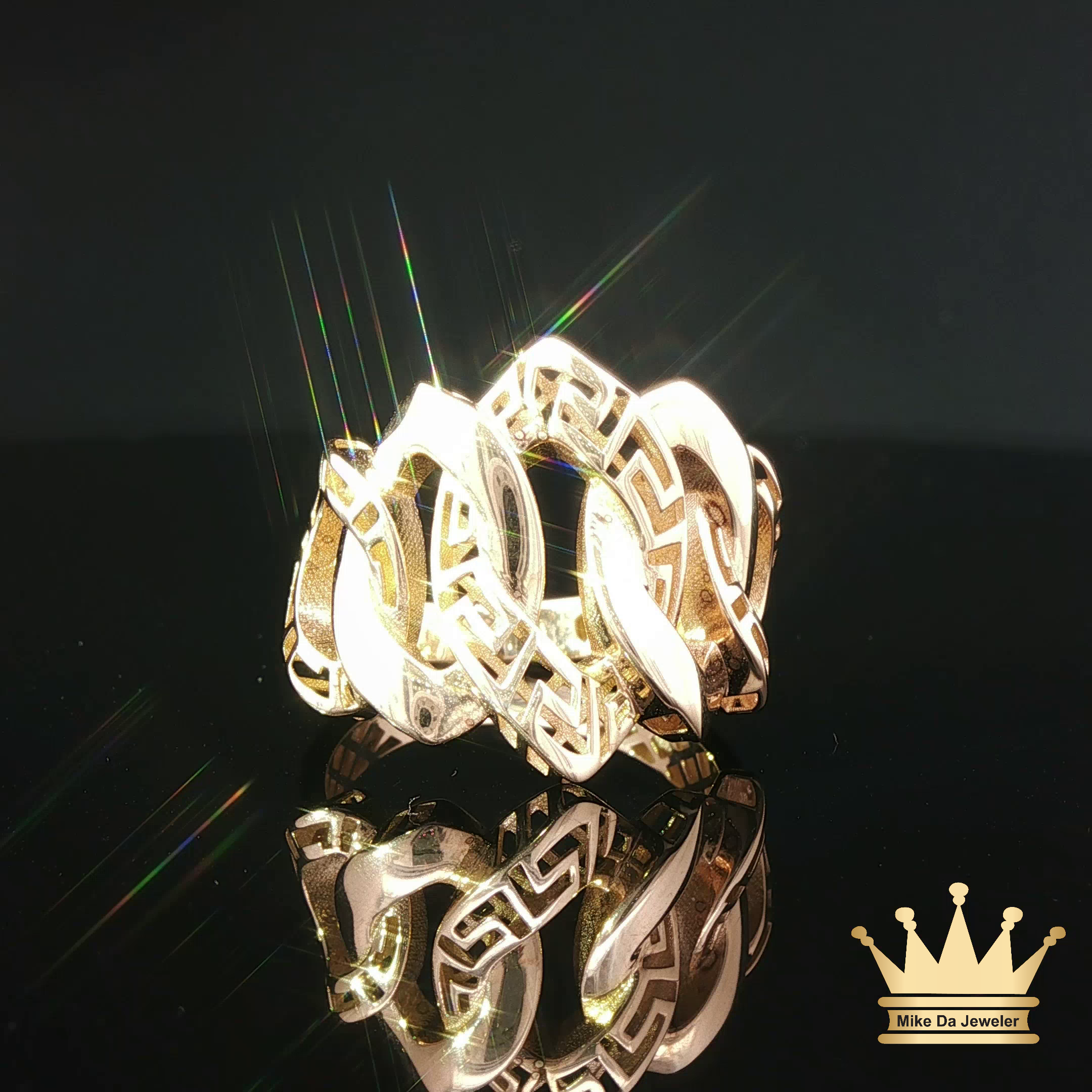 Yellow Gold Cuban Link Ring 18K