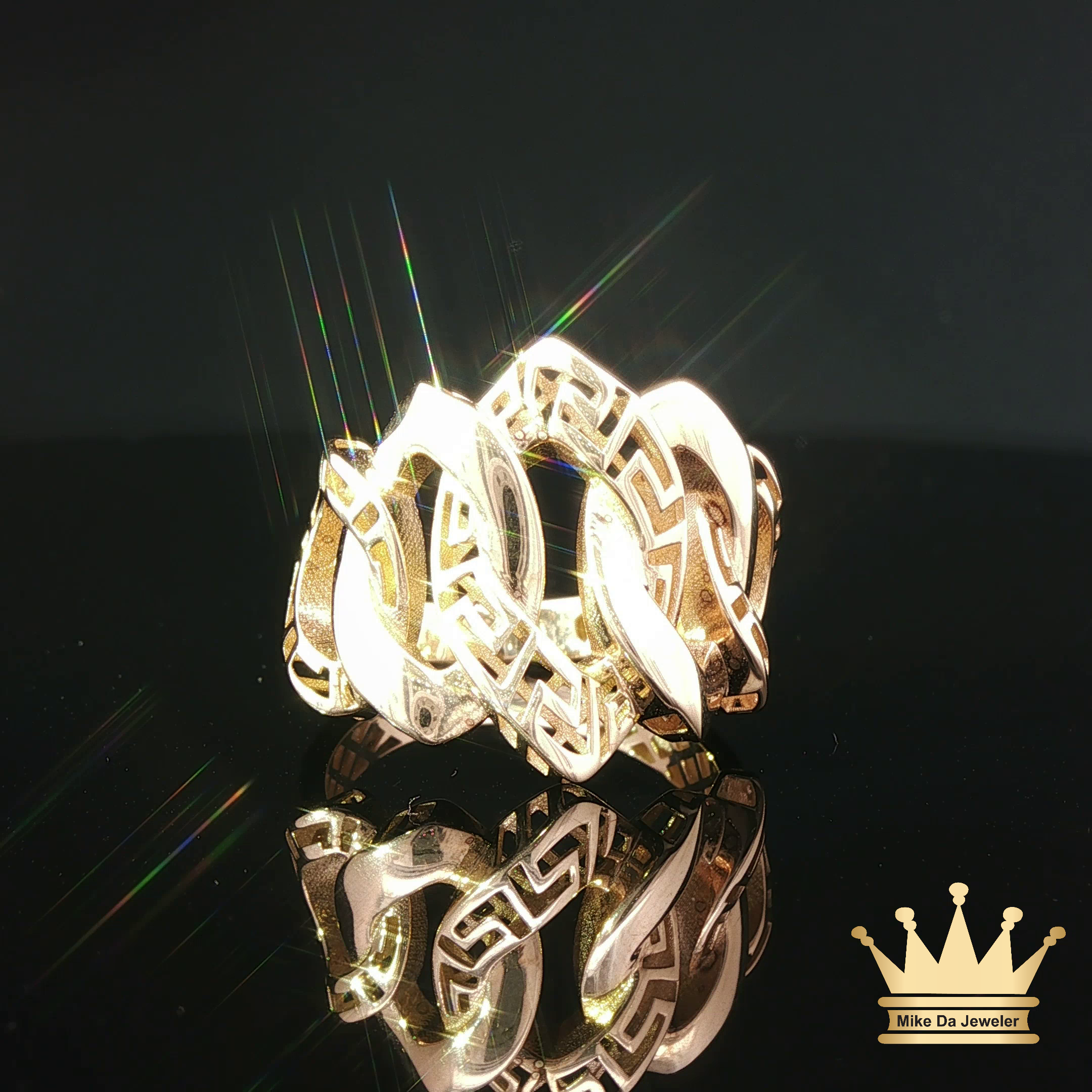 Yellow Gold Cuban Link Ring 18K
