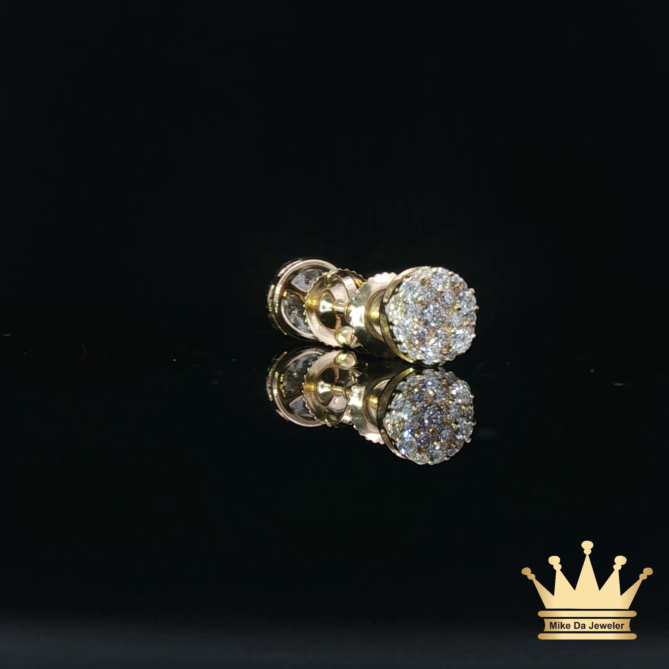14K Gold Round Diamond Cluster Stud Earrings – 0.50 CT Total Weight