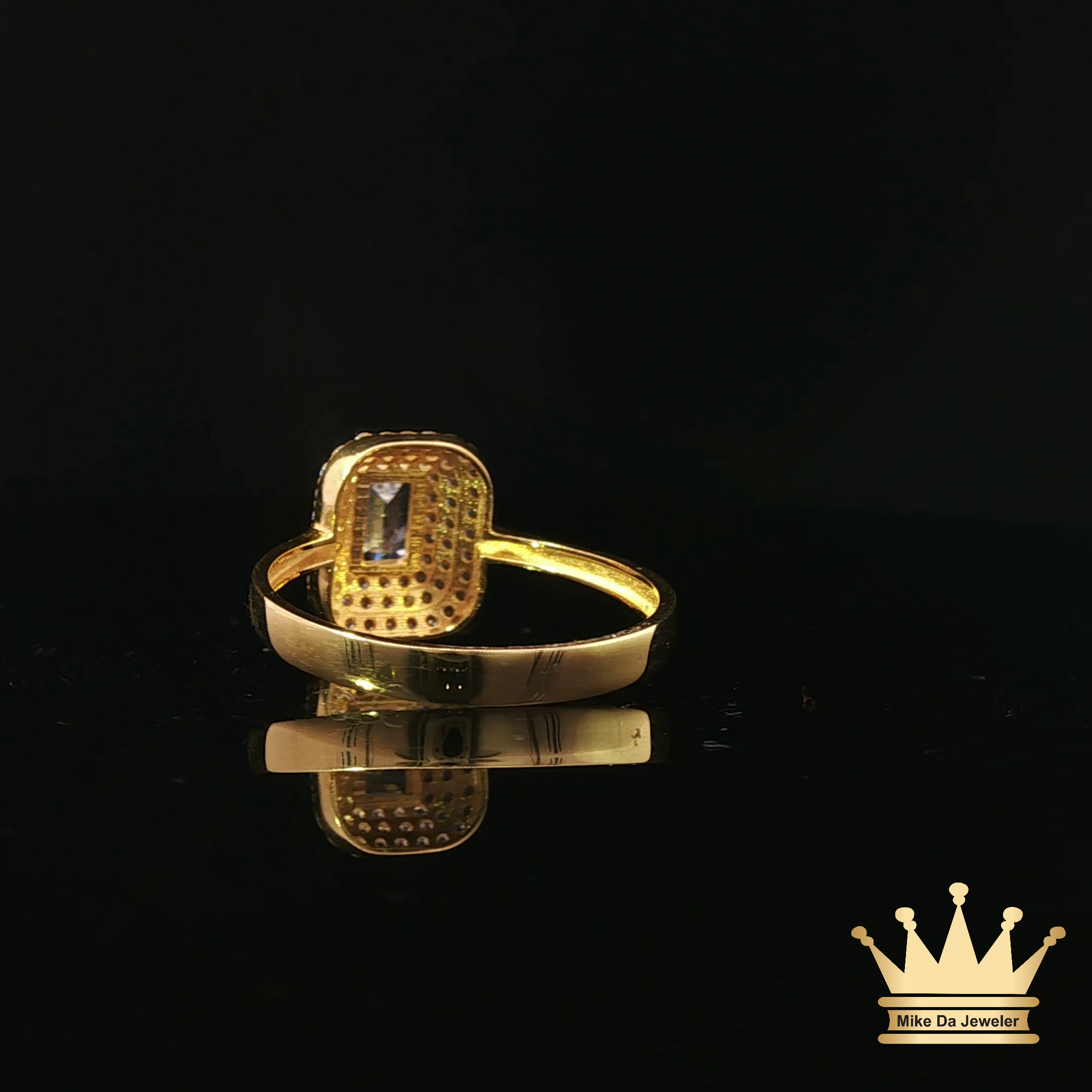 14k Yellow Gold Multistone Ring with Emerald Cut C.Z