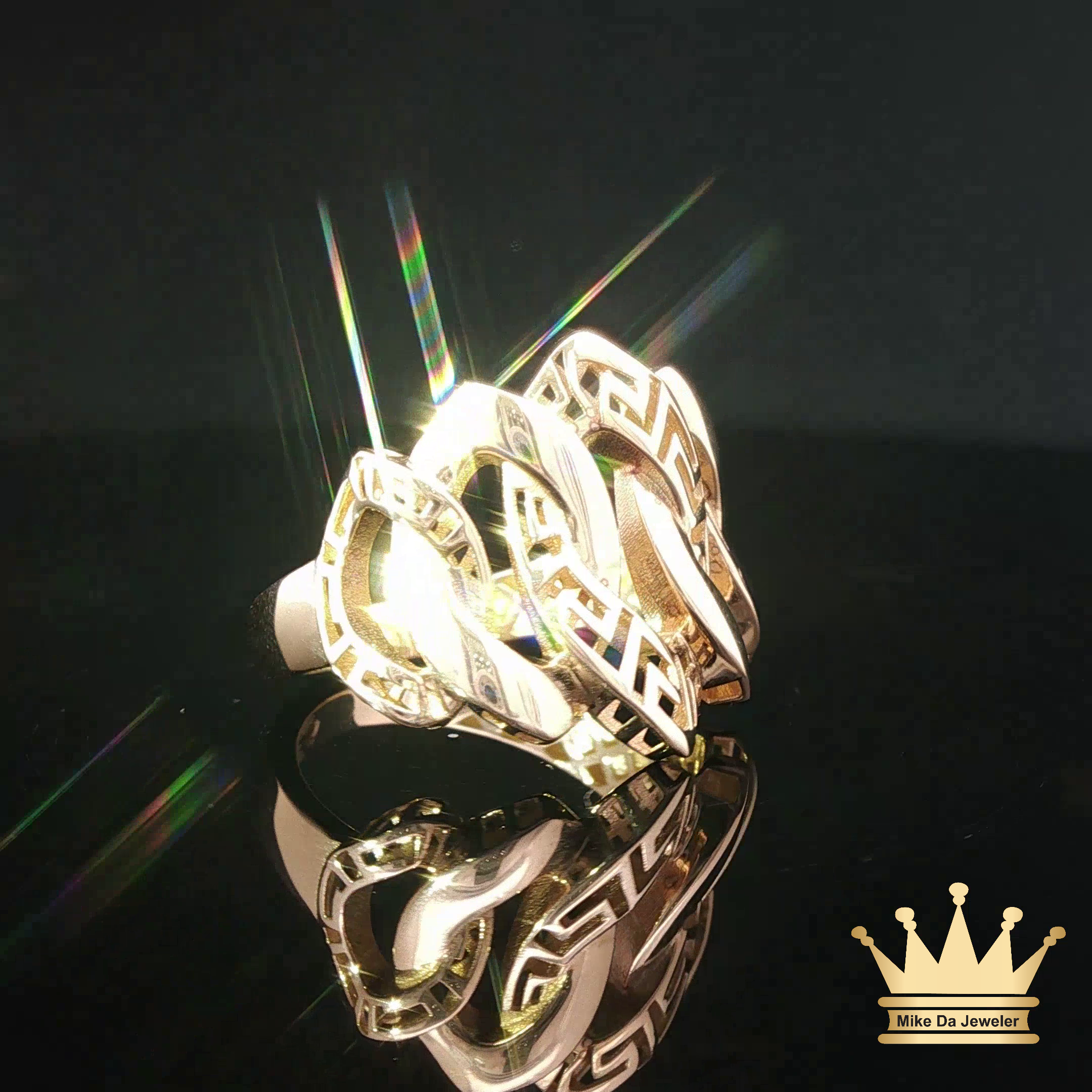 Yellow Gold Cuban Link Ring 18K
