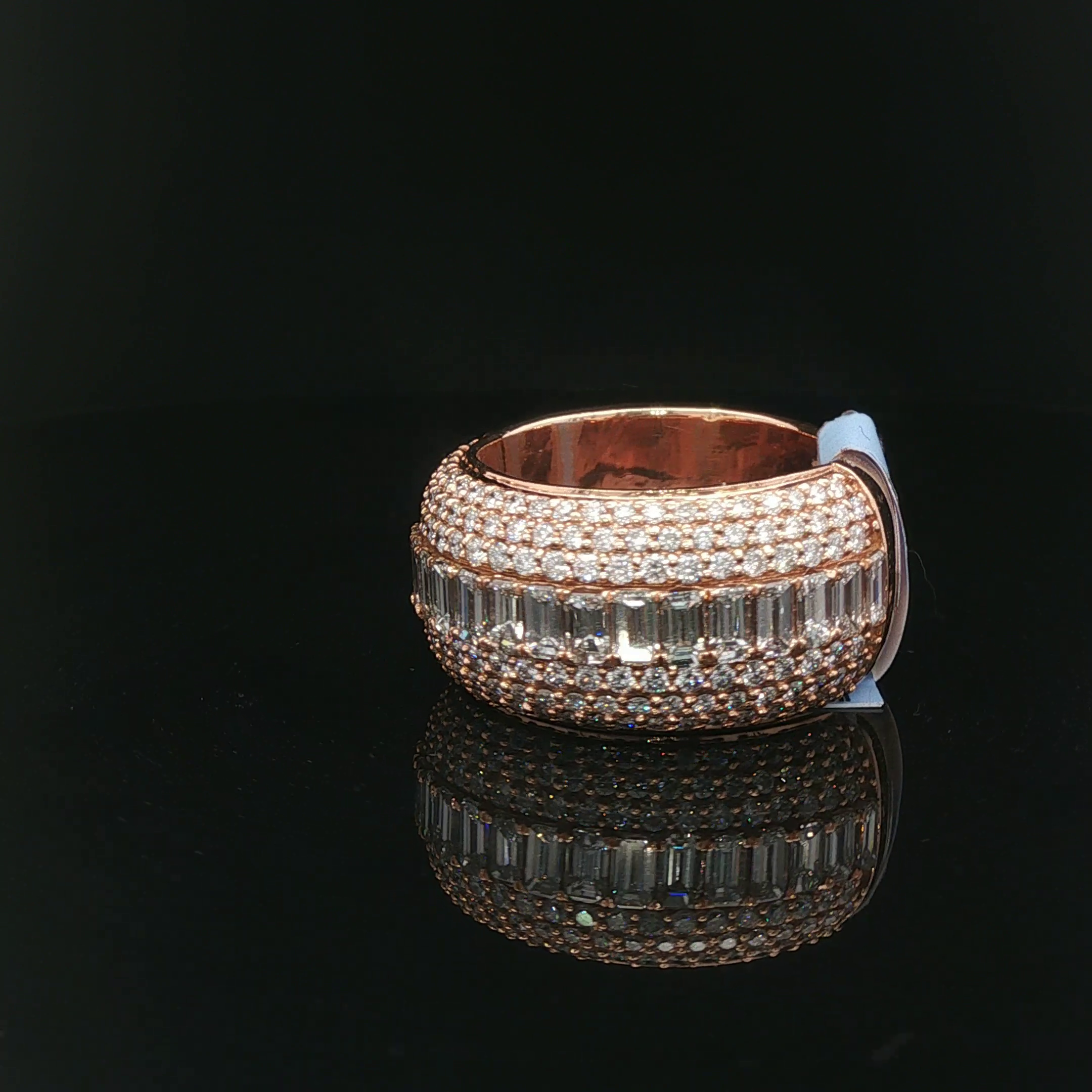 Rose Gold Diamond Eternity Ring with Baguette Center