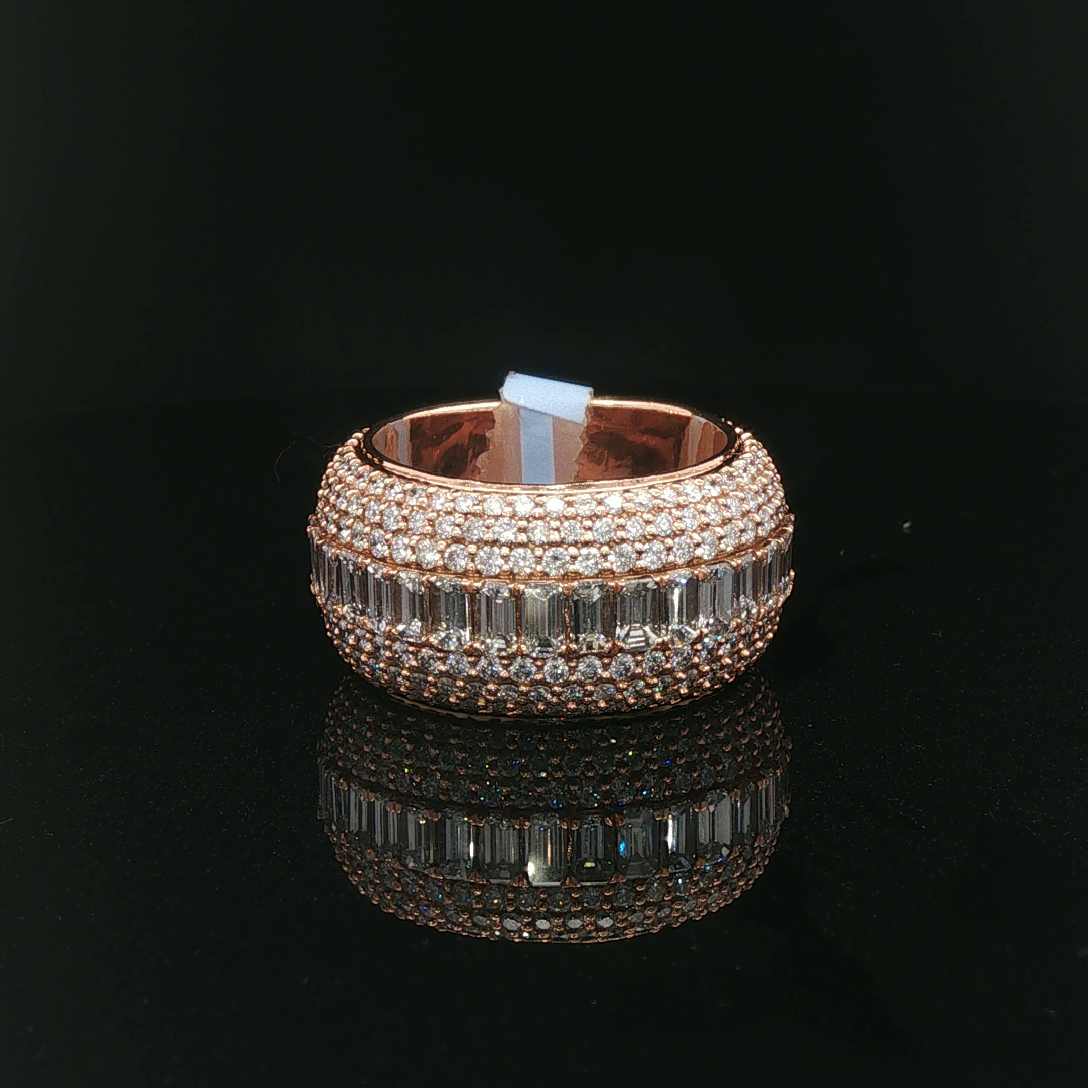 Rose Gold Diamond Eternity Ring with Baguette Center