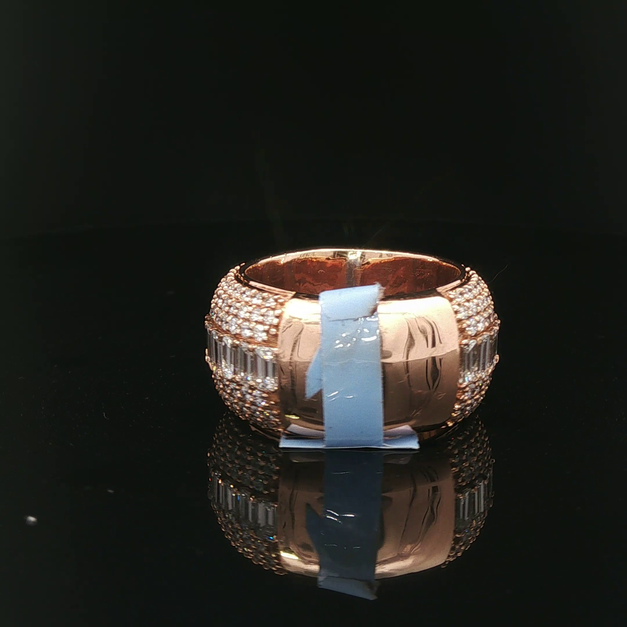 Rose Gold Diamond Eternity Ring with Baguette Center