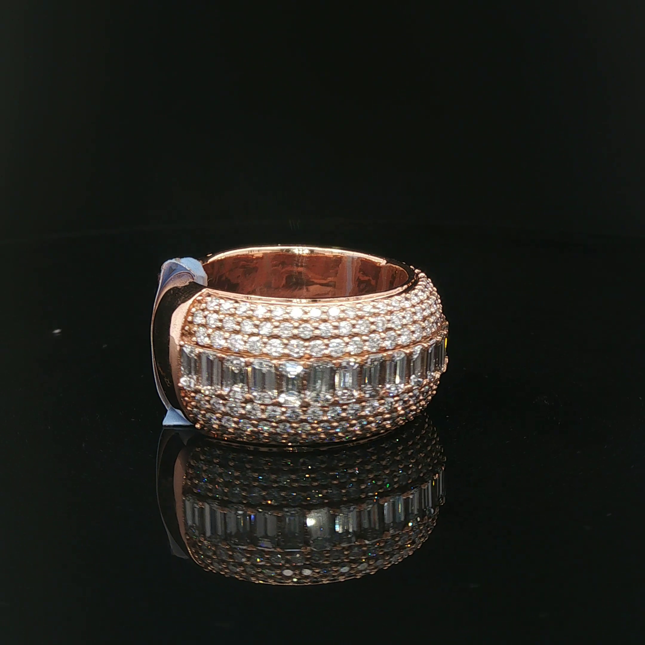 Rose Gold Diamond Eternity Ring with Baguette Center