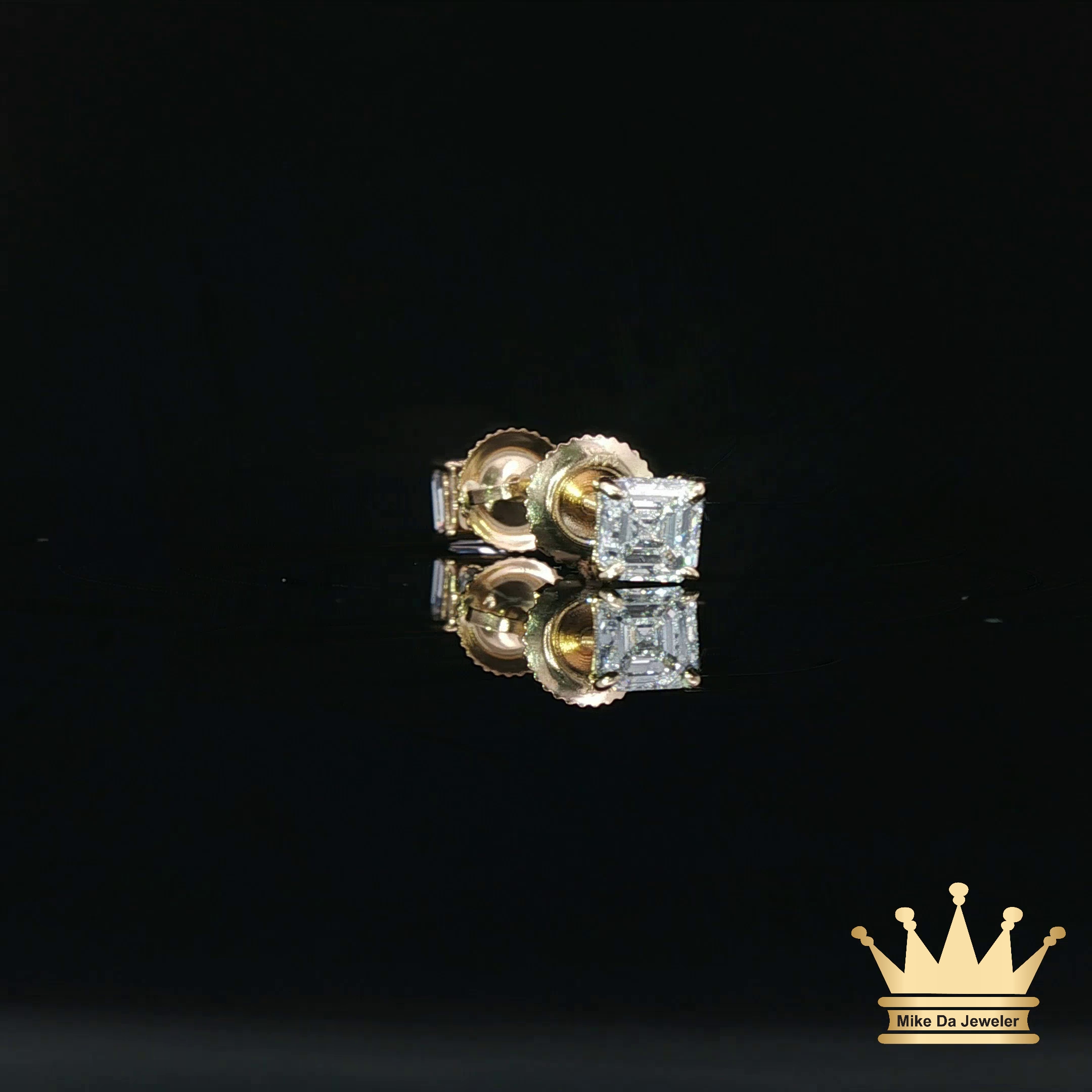 14K Gold Square Diamond Stud Earrings – 1.00 CT Total Weight