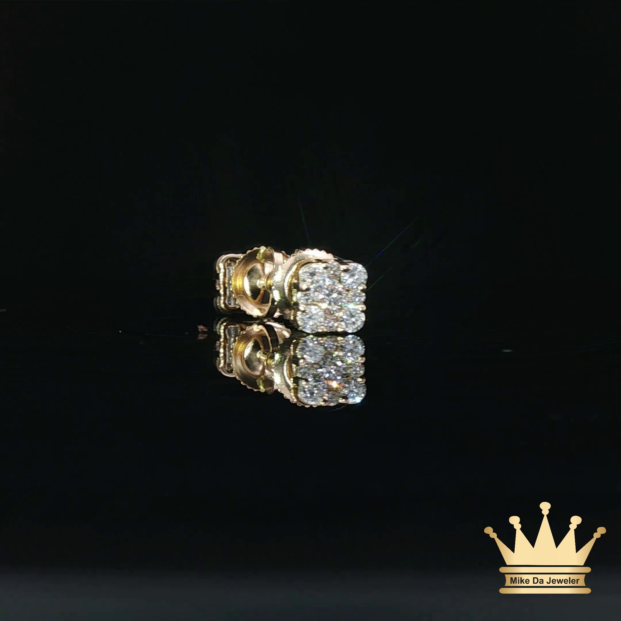 14K Gold Square Diamond Stud Earrings – Compact Sparkle