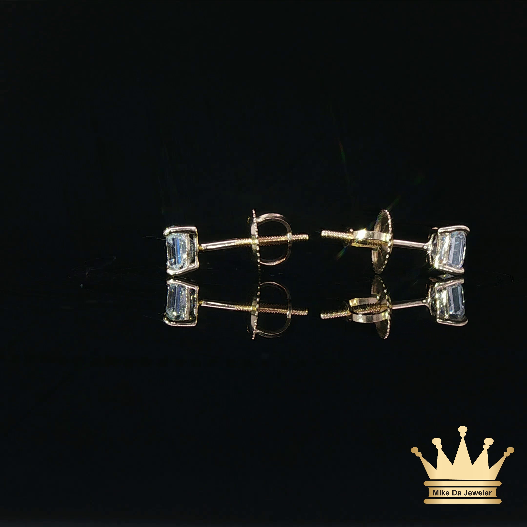 14K Gold Square Diamond Stud Earrings – 1.00 CT Total Weight