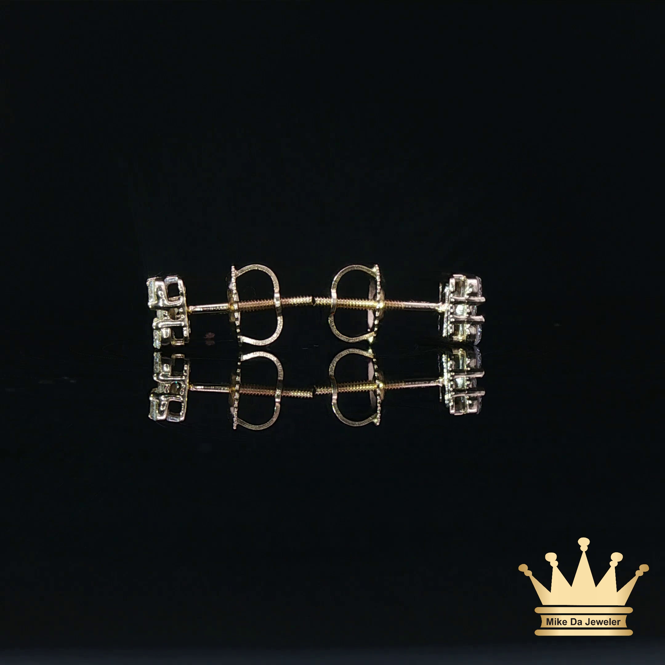 14K Gold Square Diamond Stud Earrings – Compact Sparkle