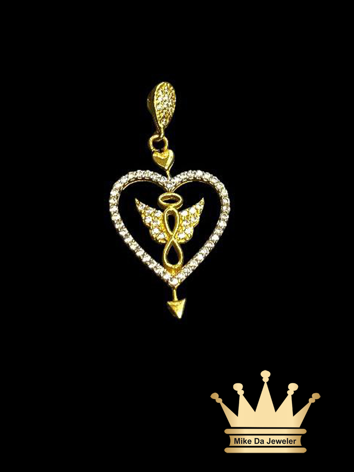 18K Gold Infinity Angel with Heart Charm
