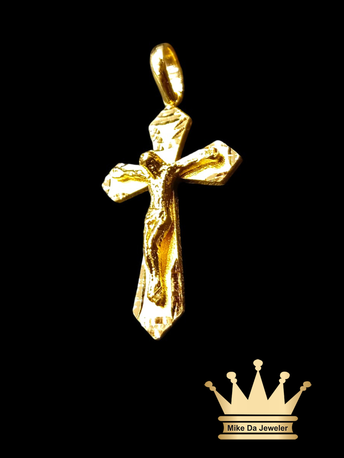 18K Solid Gold Handmade Cross with Jesus