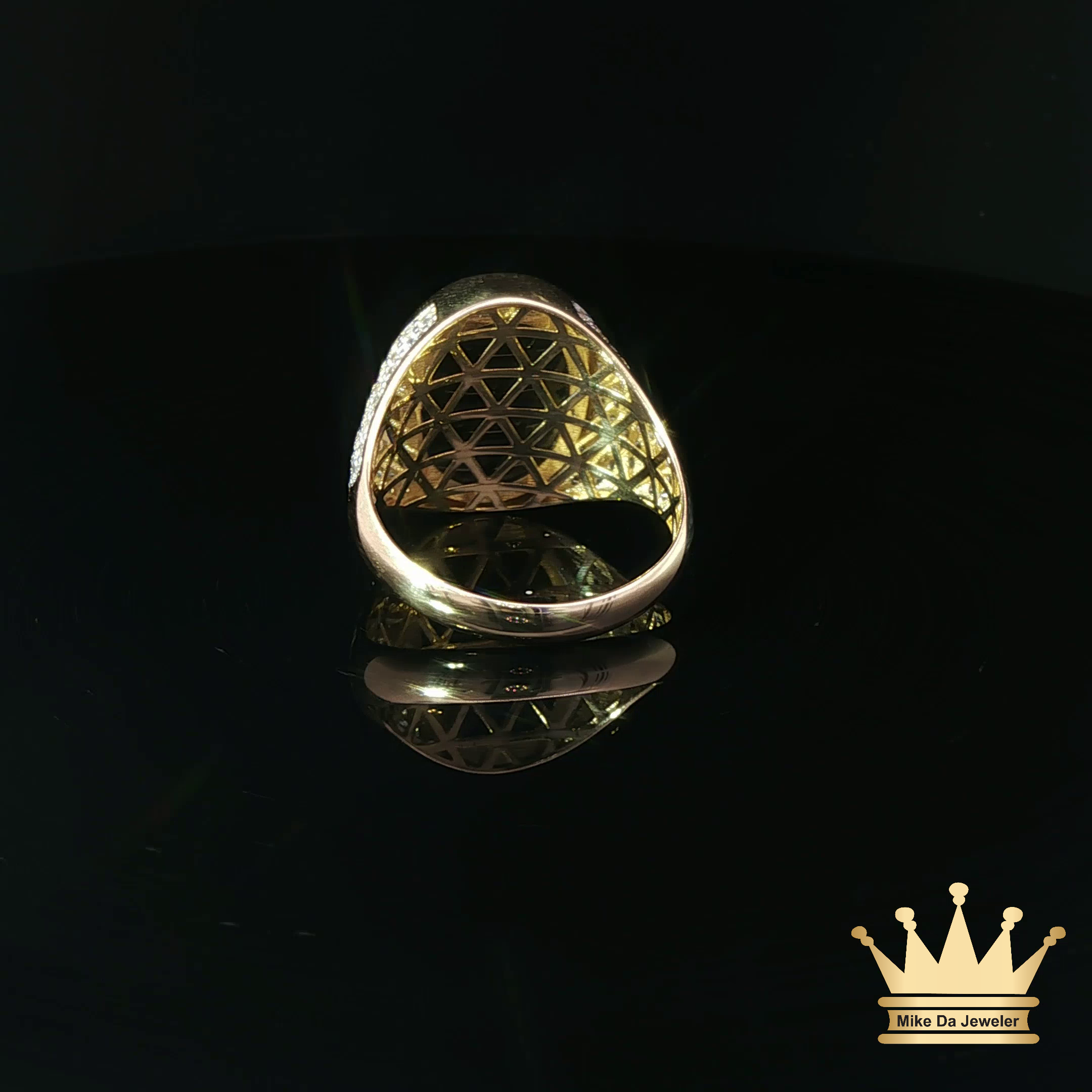14K Yellow Gold Men’s Oval Black Onyx Ring with Diamond Accents